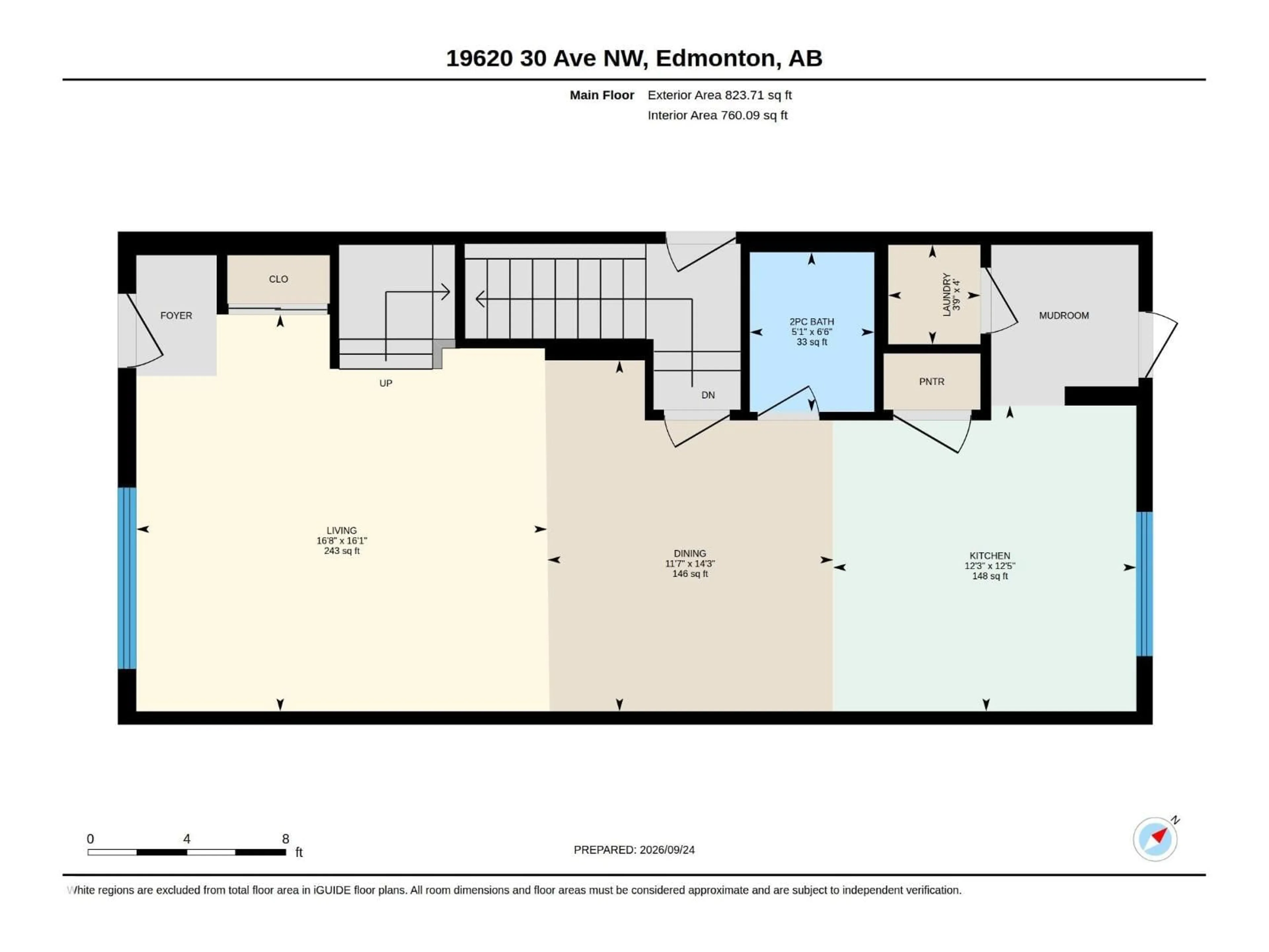 Floor plan for 19620 30 AVENUE AVENUE, Edmonton Alberta T6M3L9