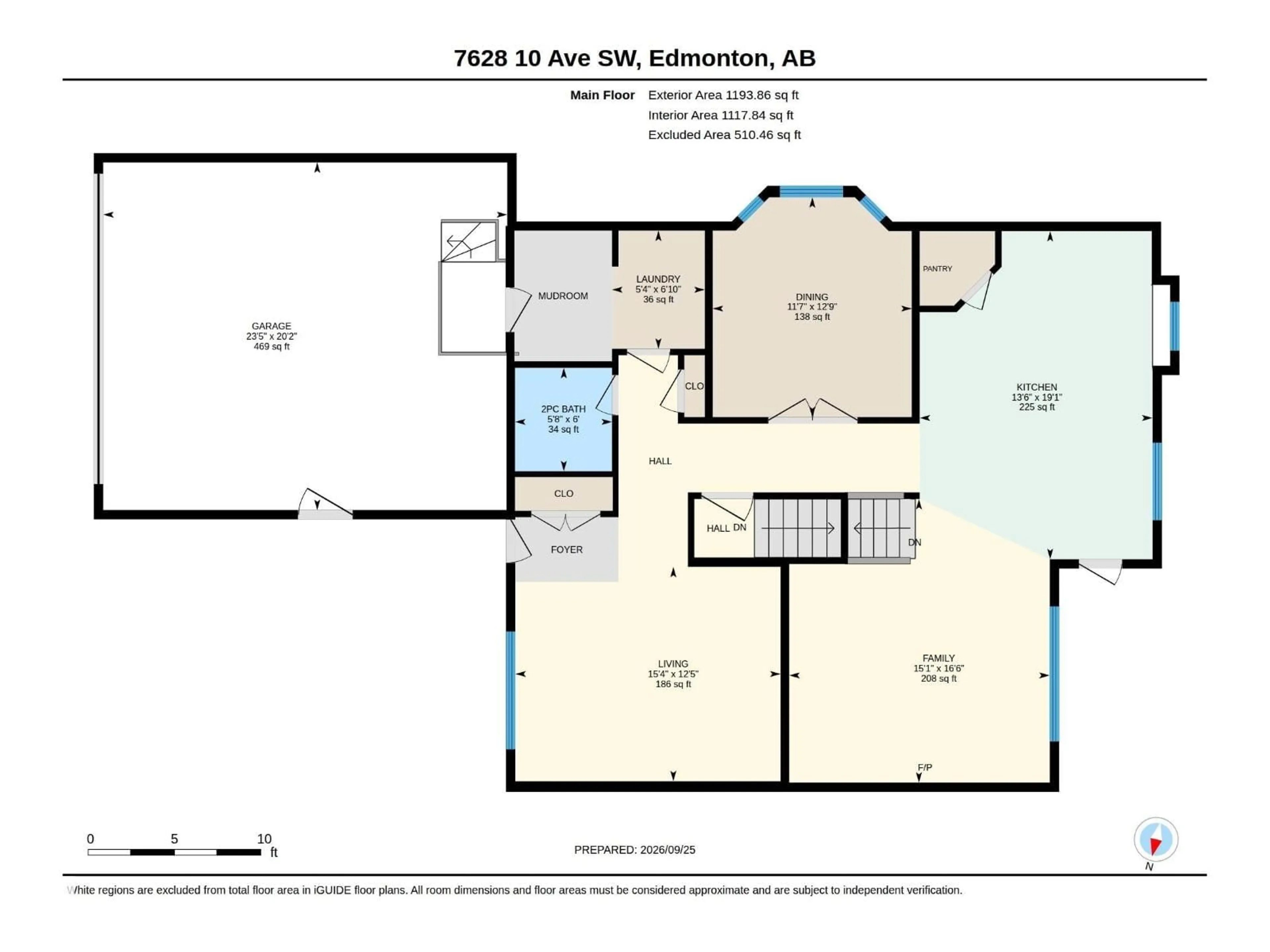 Floor plan for 7628 10 AV SW, Edmonton Alberta T6X0N6