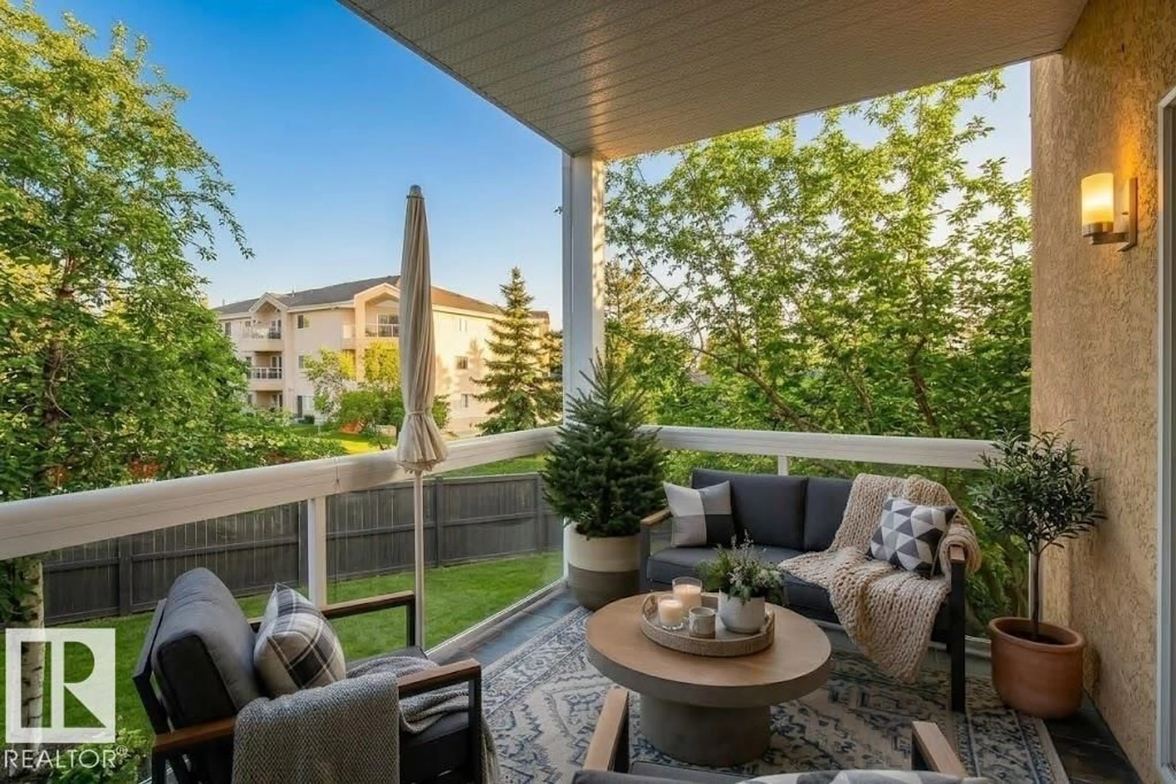 Patio, mountain view for #226 - 10511 42 AV, Edmonton Alberta T6J7G8