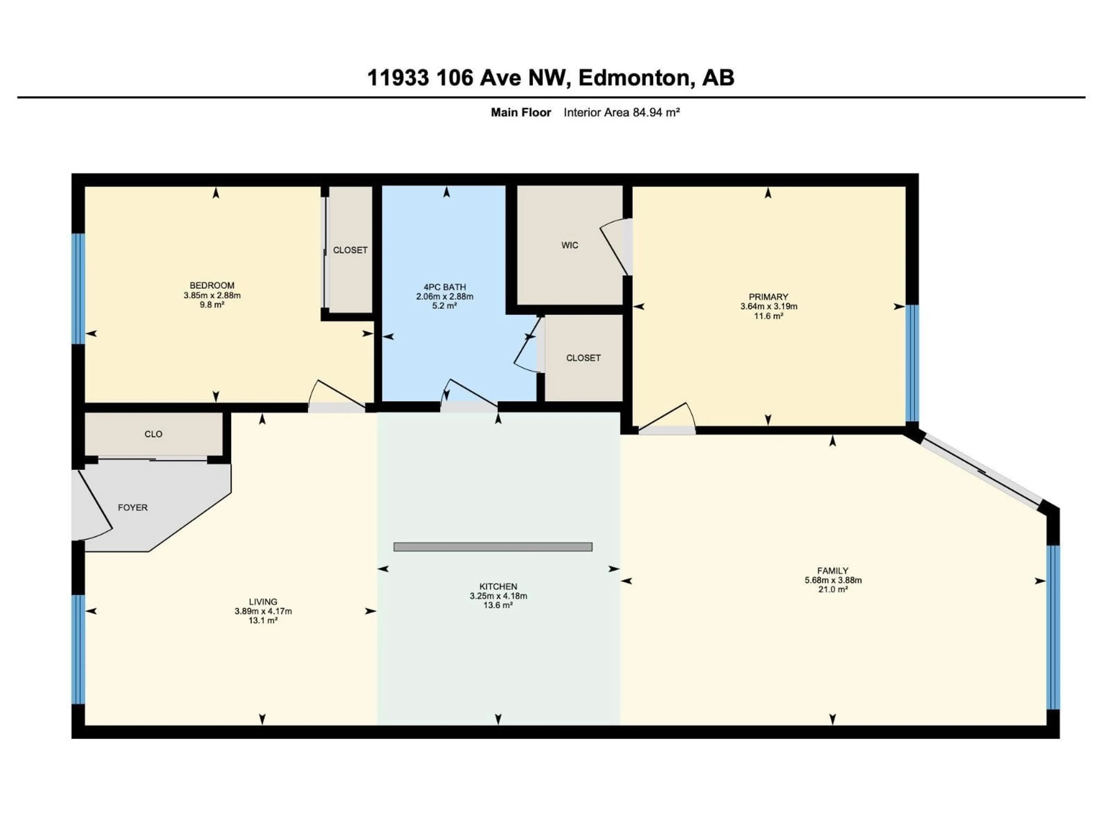 Floor plan for #104 - 11933 106 AV, Edmonton Alberta T5H0S2