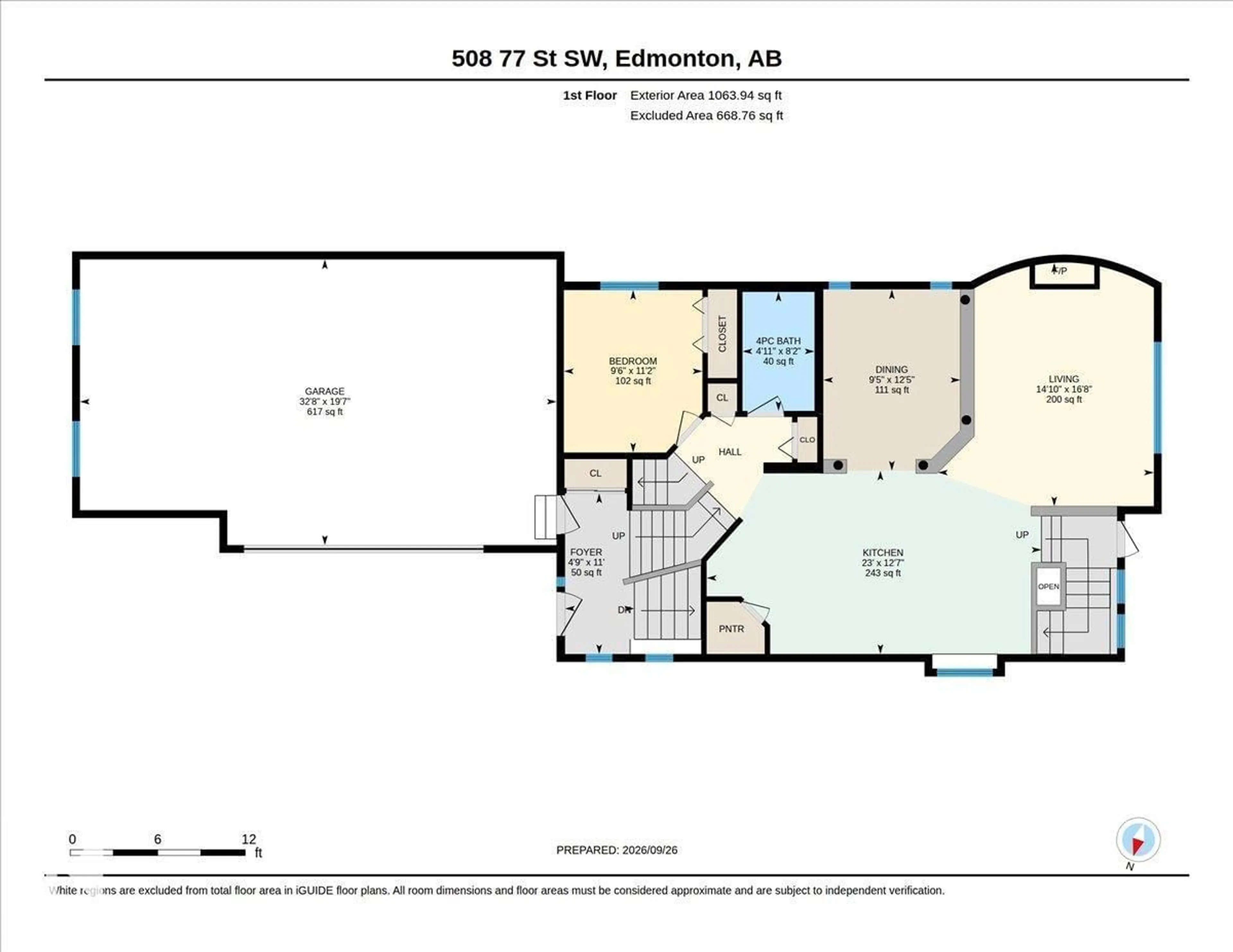 Floor plan for 508 77 ST, Edmonton Alberta T6X0A1