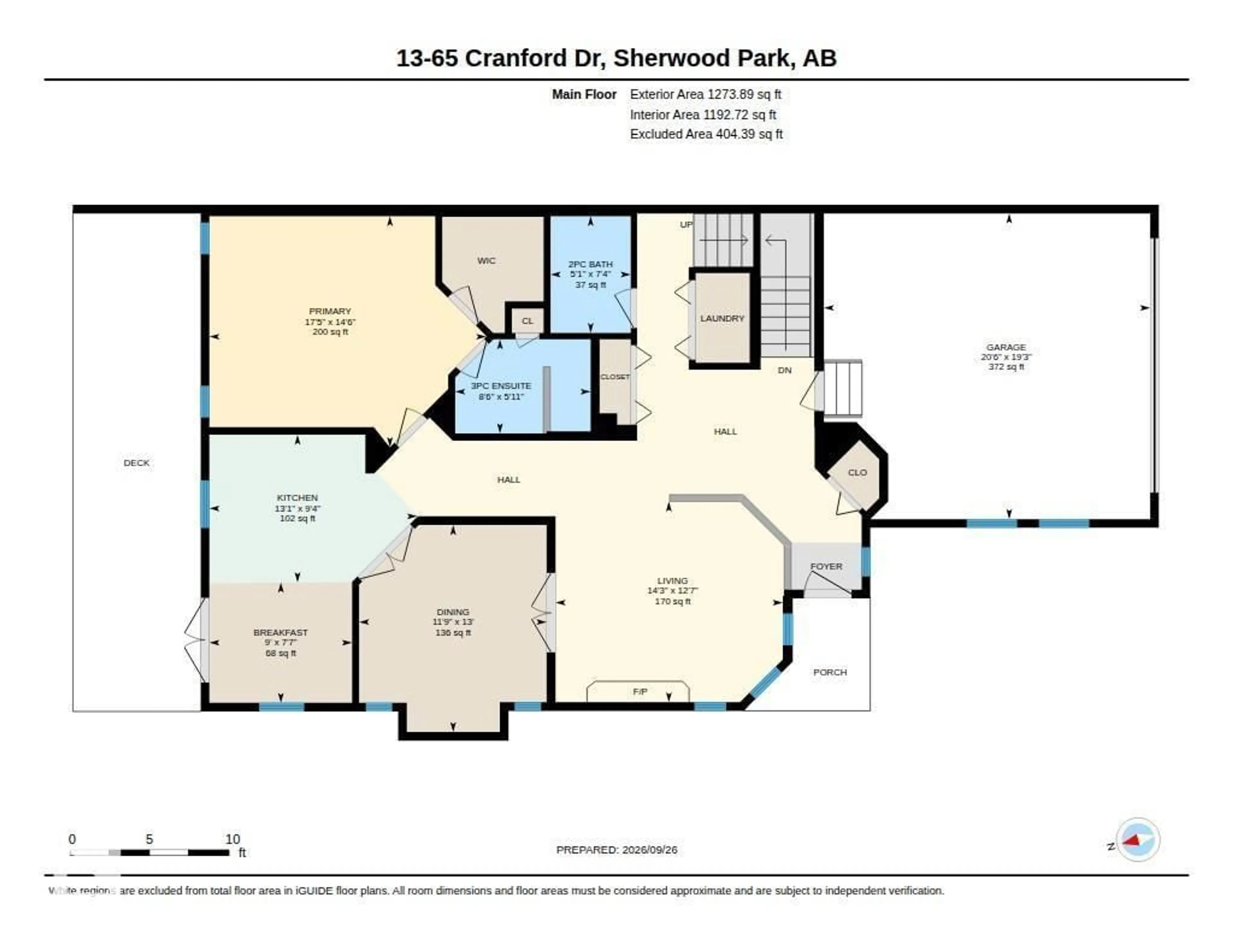 Floor plan for 65 - 13 CRANFORD DR, Sherwood Park Alberta T8H1W5