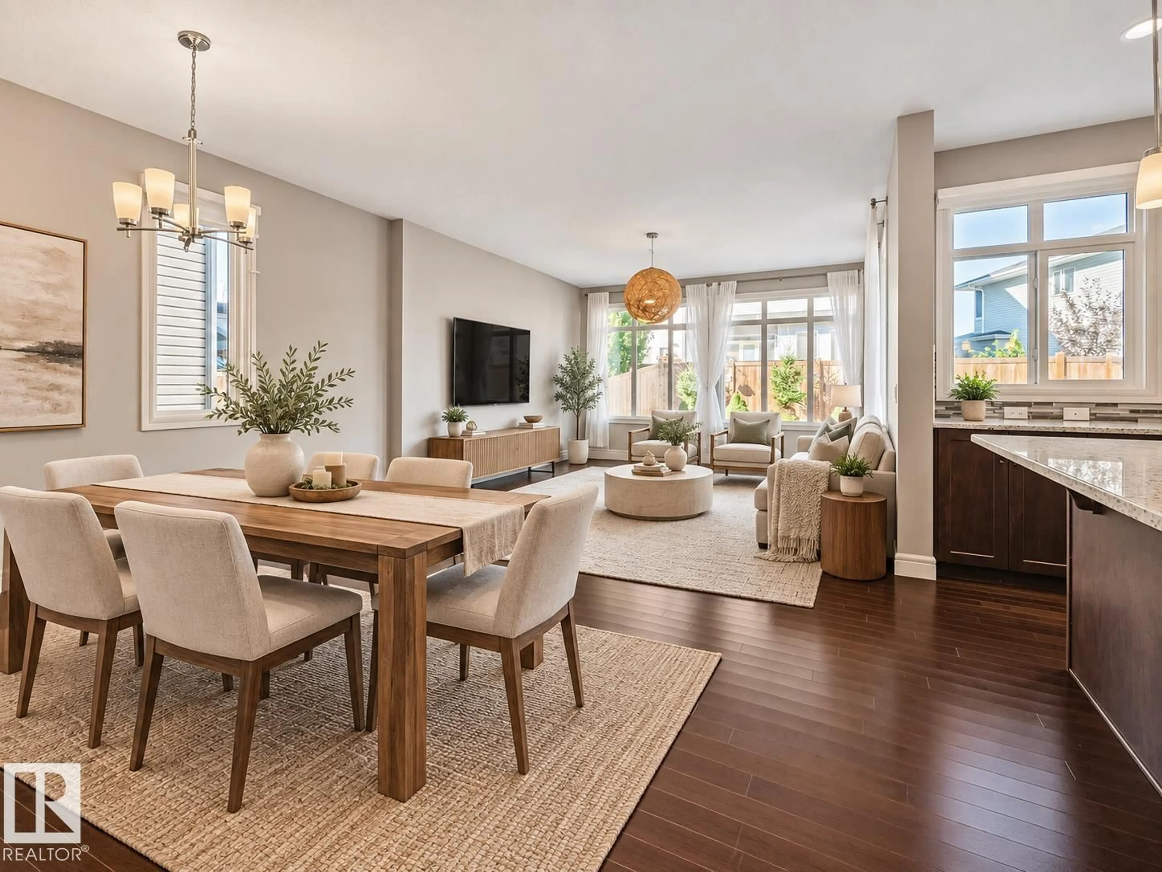 Living room with furniture, wood/laminate floor for 5422 ALLBRIGHT SQ, Edmonton Alberta T6W3H6
