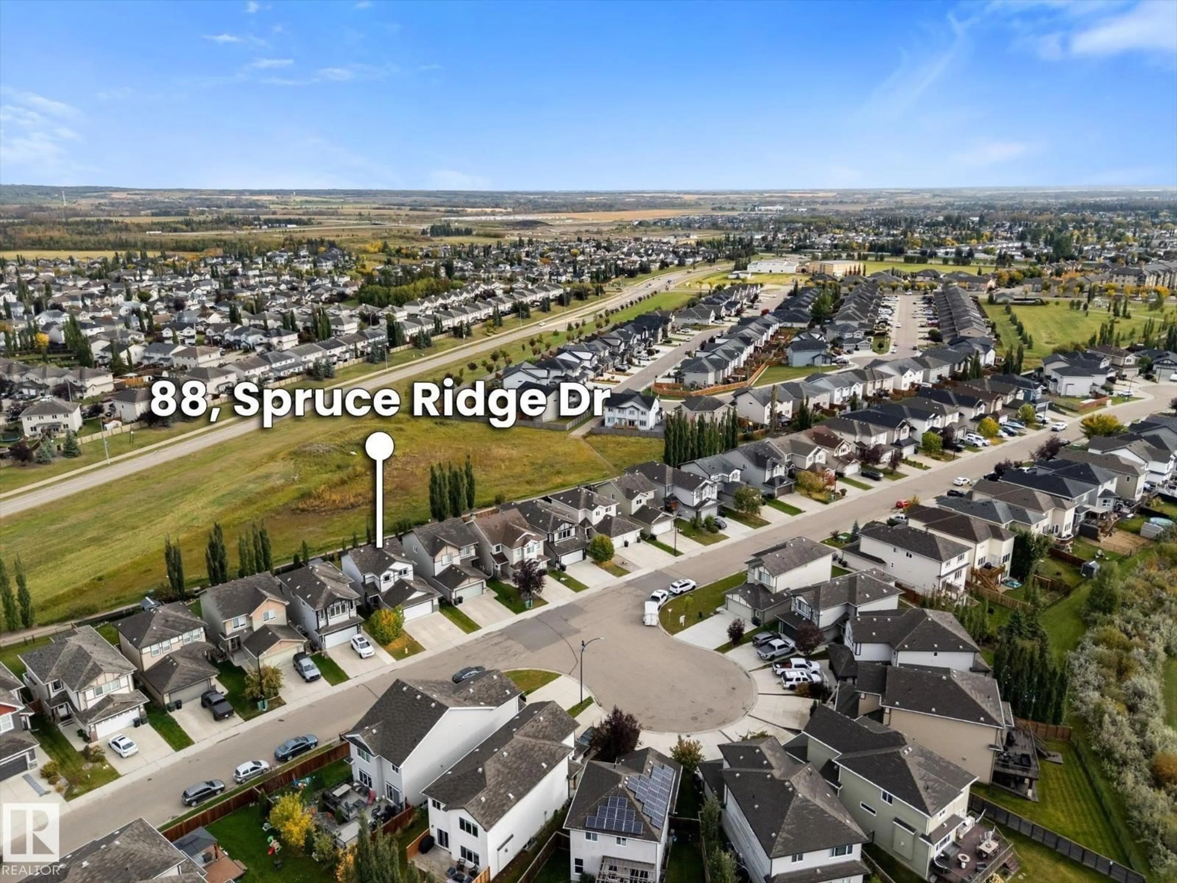 A pic from outside/outdoor area/front of a property/back of a property/a pic from drone, street for 88 SPRUCE RIDGE DR, Spruce Grove Alberta T7X0S5