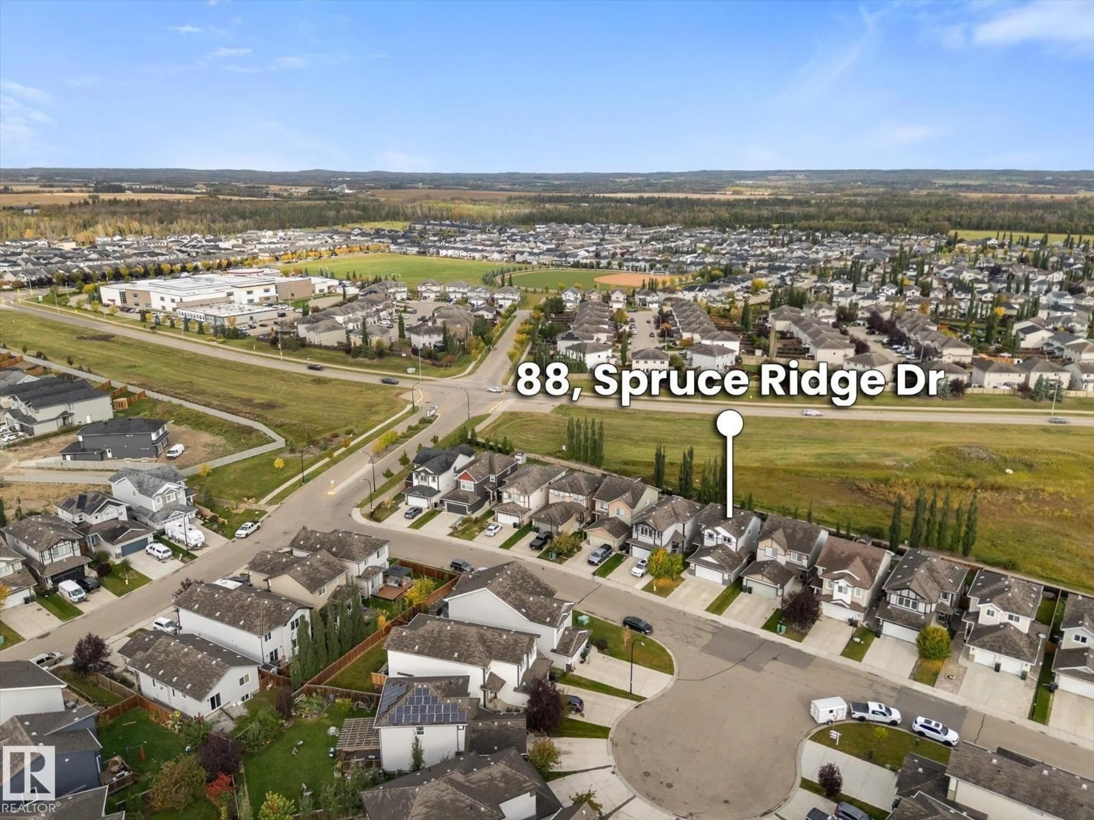 A pic from outside/outdoor area/front of a property/back of a property/a pic from drone, street for 88 SPRUCE RIDGE DR, Spruce Grove Alberta T7X0S5