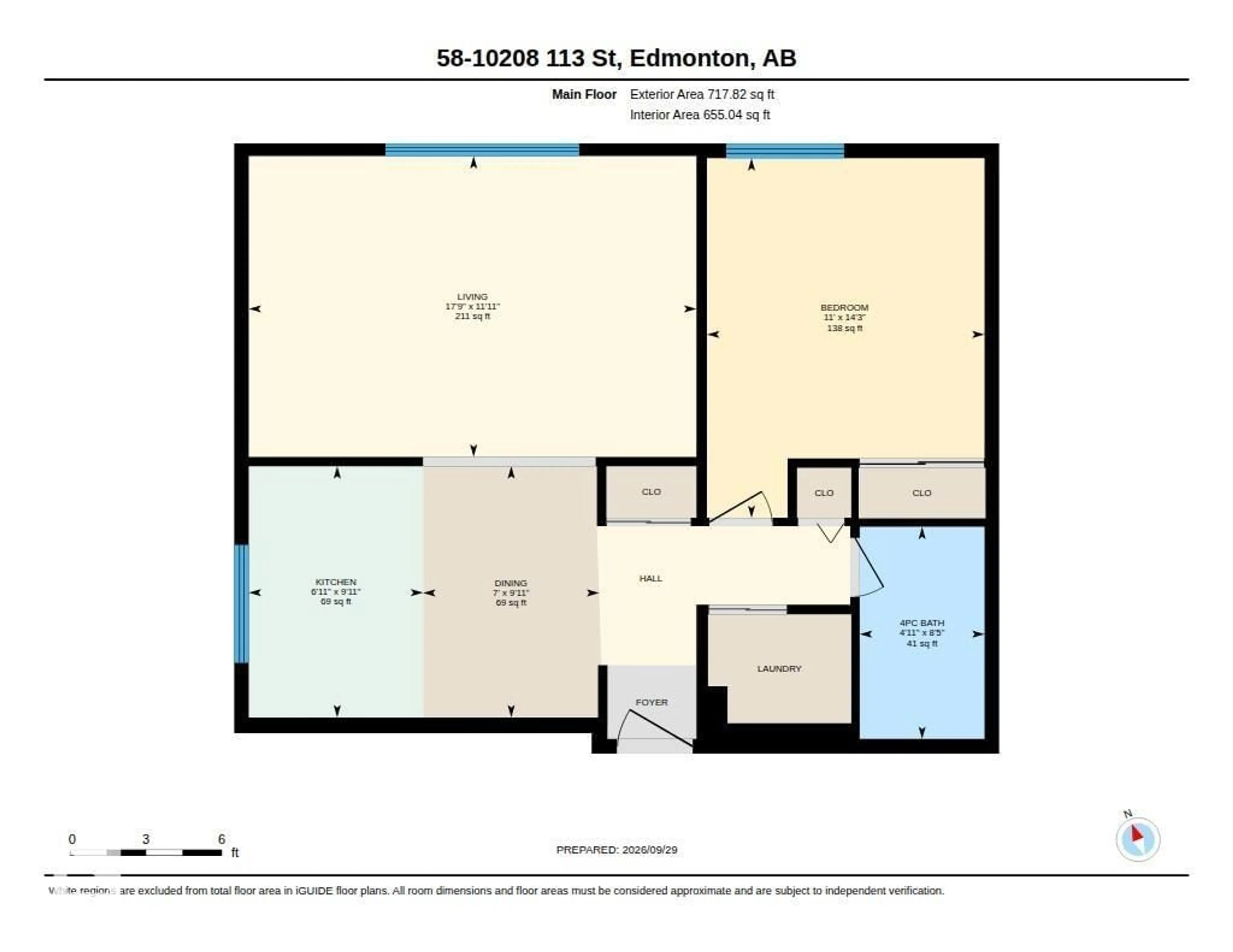 Floor plan for #58 - 10208 113 ST, Edmonton Alberta T5K1P4