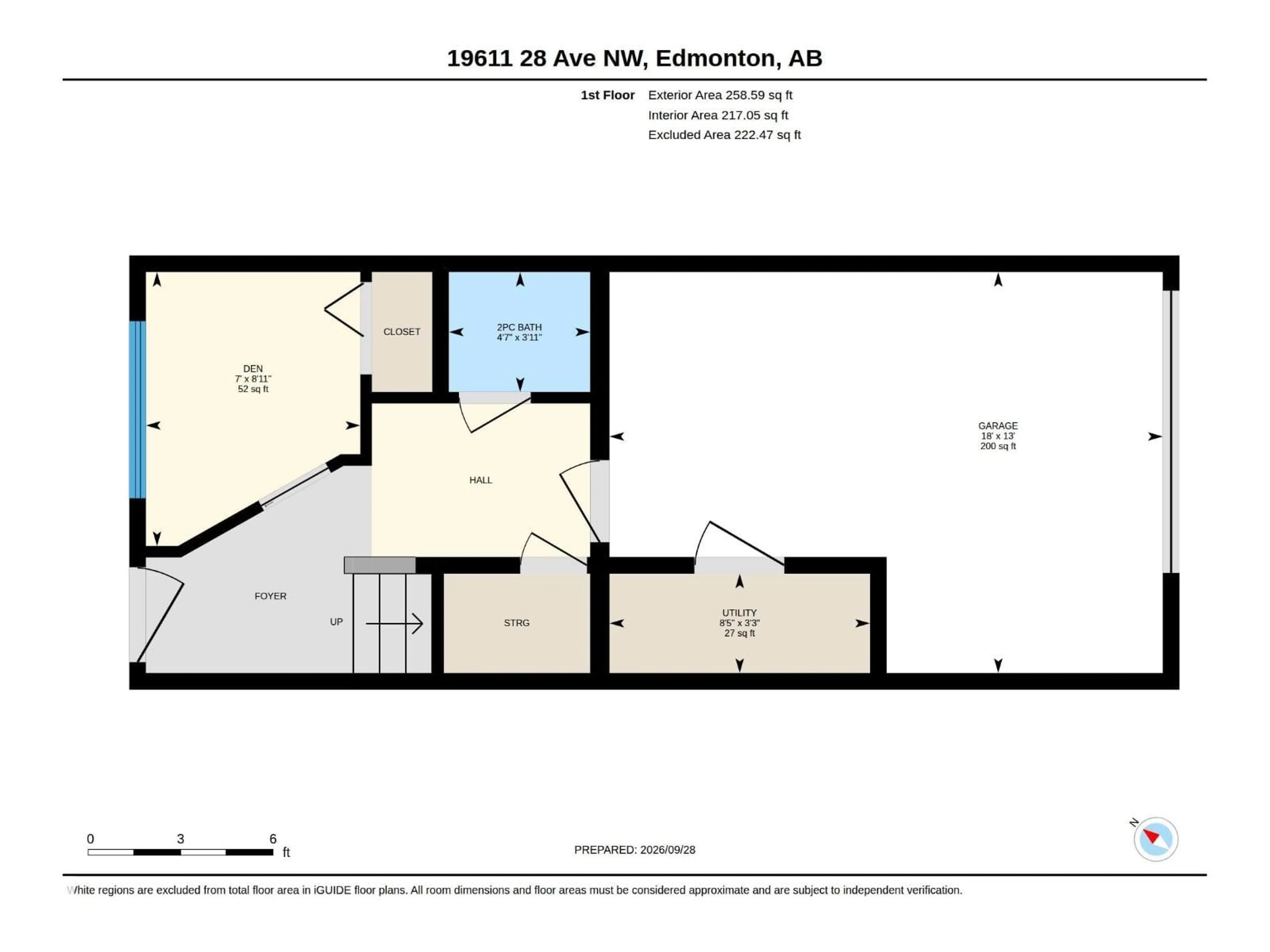 Floor plan for 19611 28 AV, Edmonton Alberta T6M0X2
