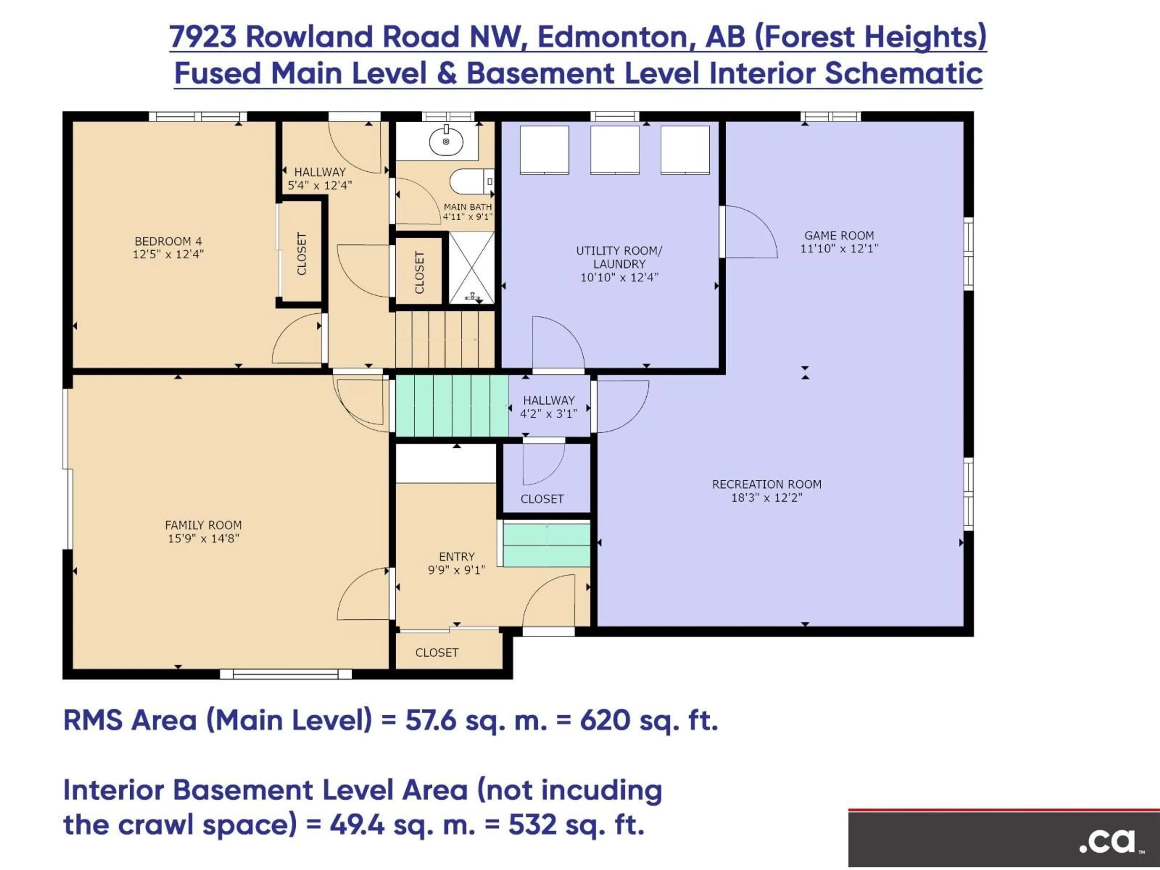 Floor plan for 7923 ROWLAND RD, Edmonton Alberta T6A3W6