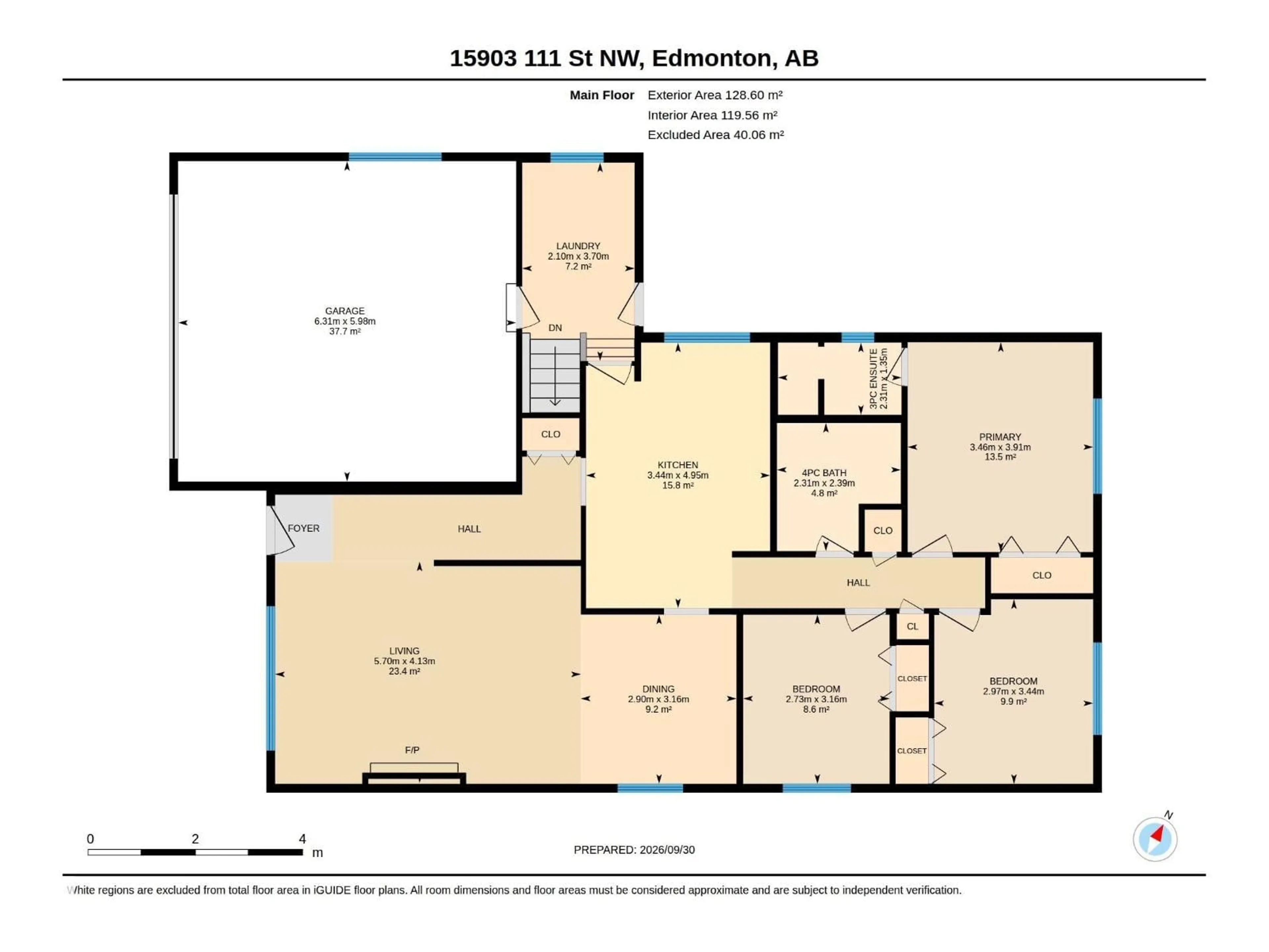 Floor plan for 15903 111 ST, Edmonton Alberta T5X4S5