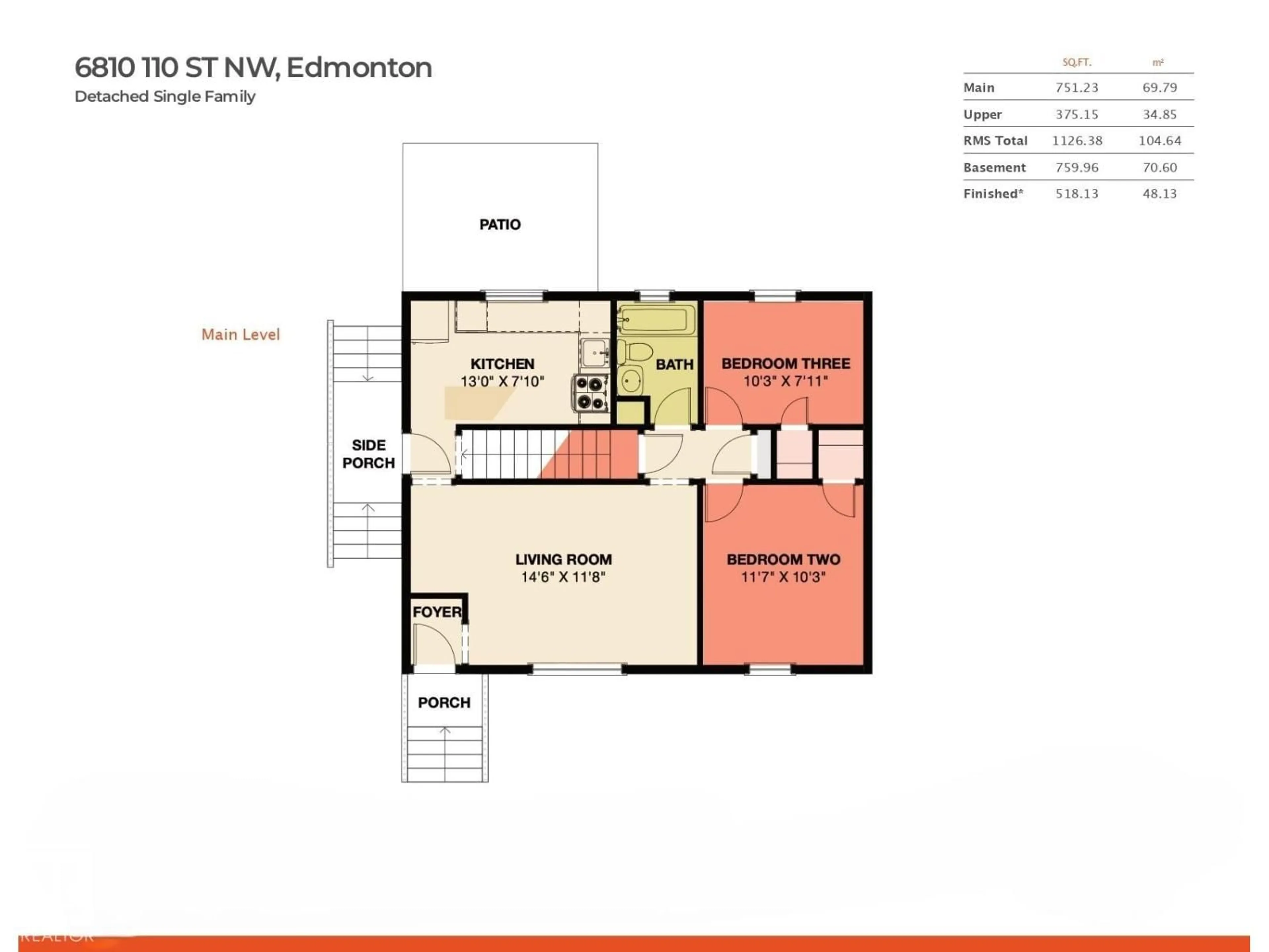 Floor plan for 6810 110 ST, Edmonton Alberta T6H3E7