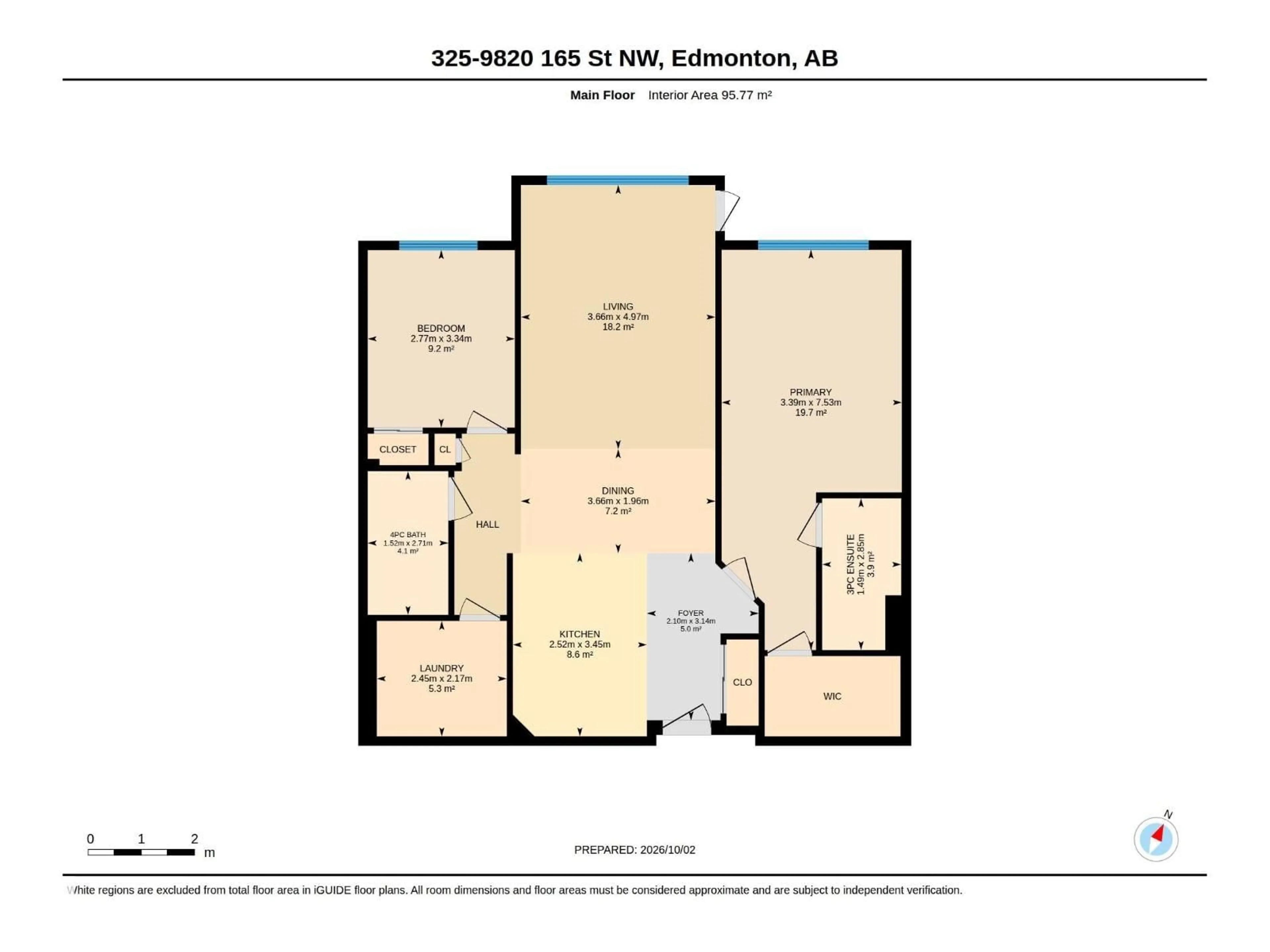 Floor plan for 9820 - 325 165 ST NW, Edmonton Alberta T5P0N3