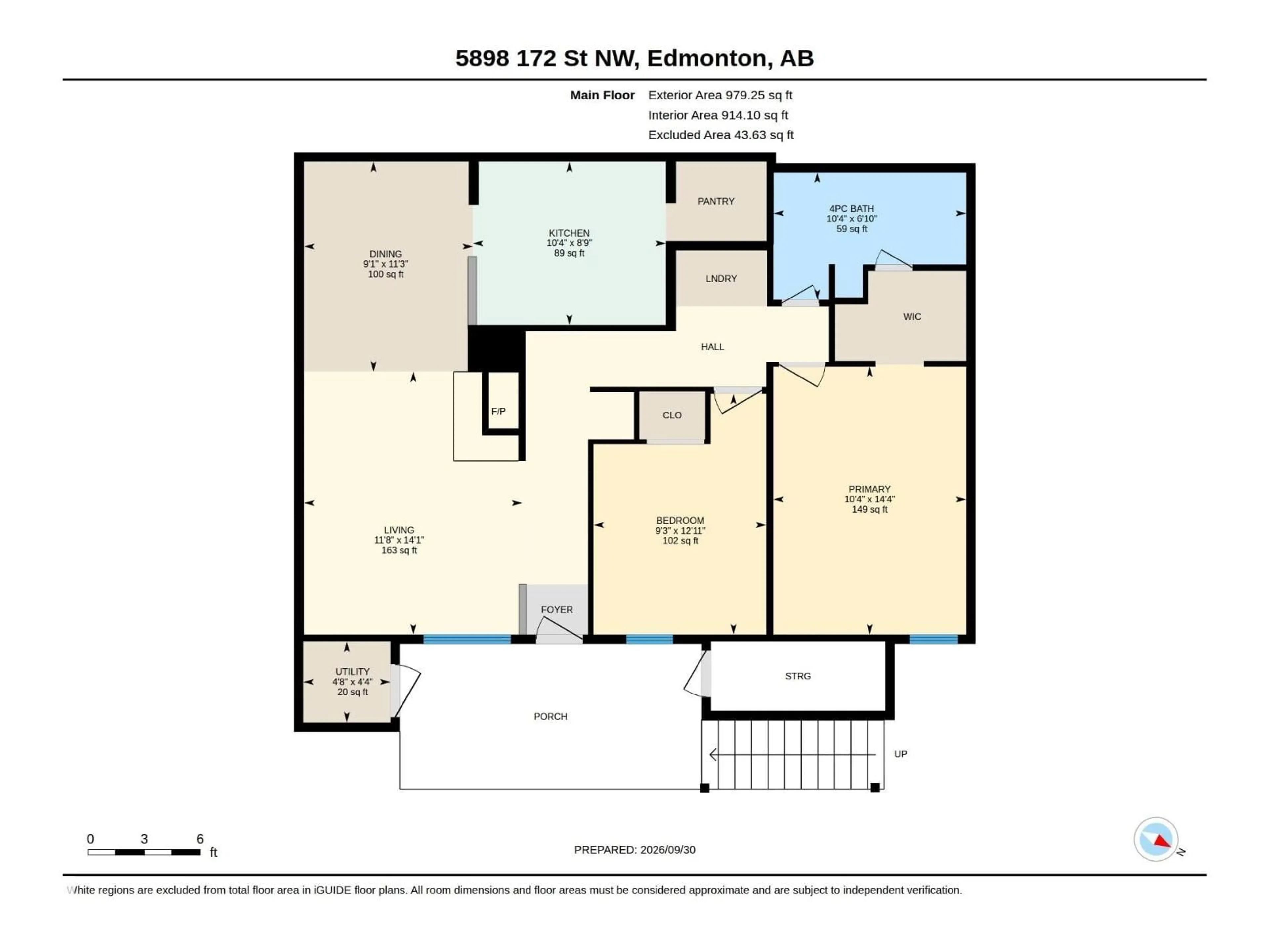 Floor plan for 5898 172 ST, Edmonton Alberta T6M1B4