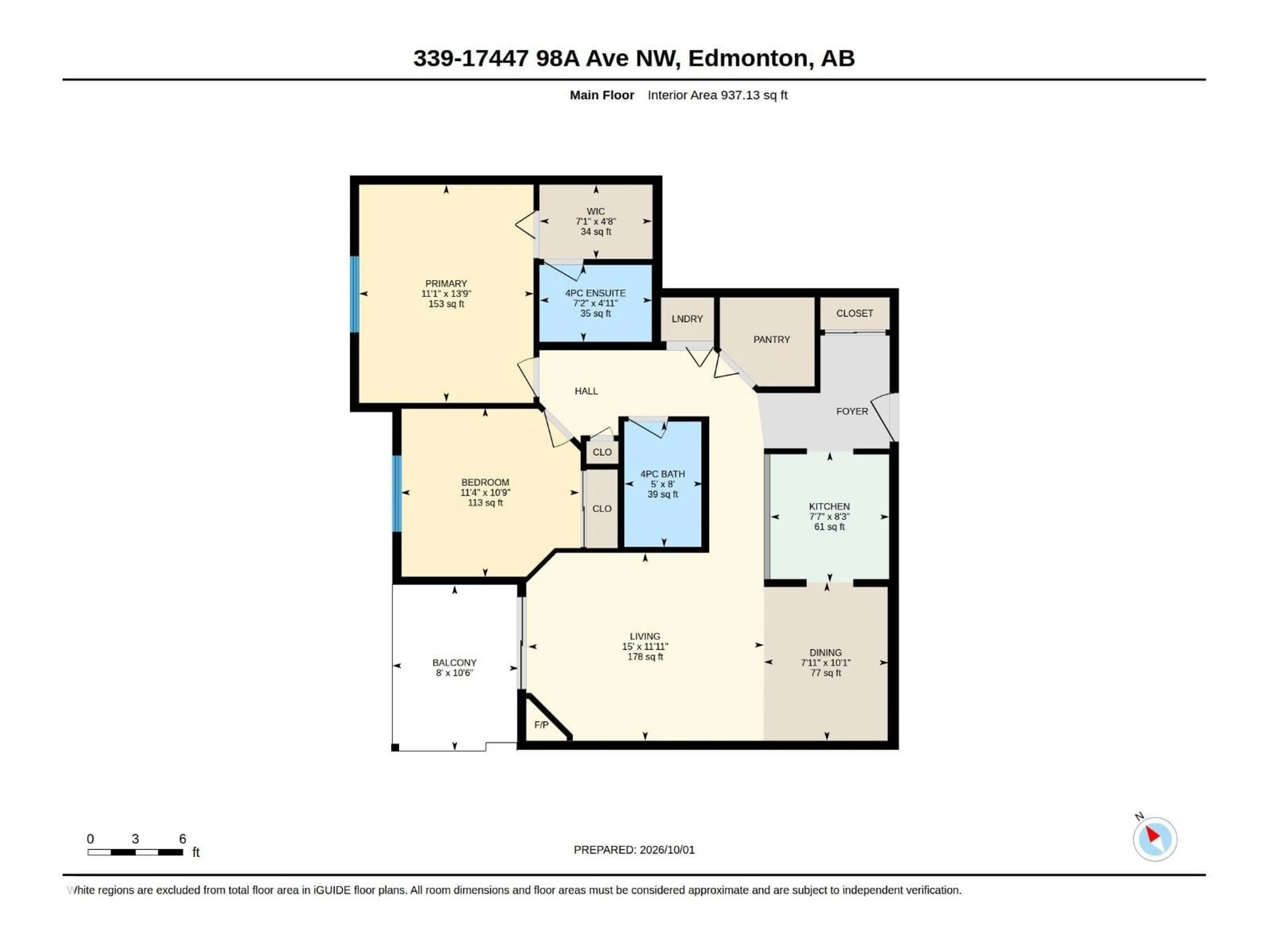 Floor plan for 339 17447 98A AV NW, Edmonton Alberta T5T6M4