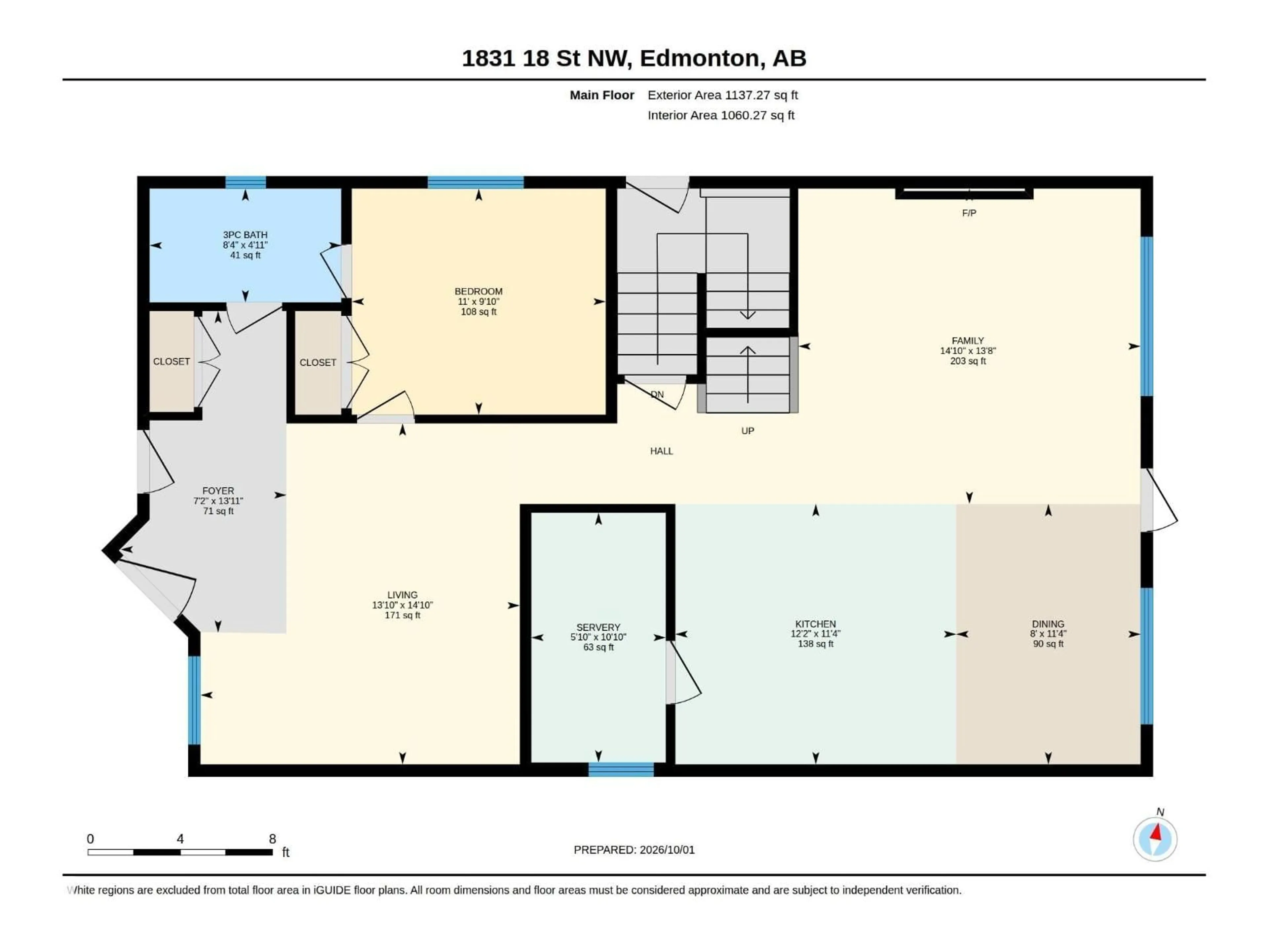 Floor plan for NW - 1831 18 ST, Edmonton Alberta T6T2M9