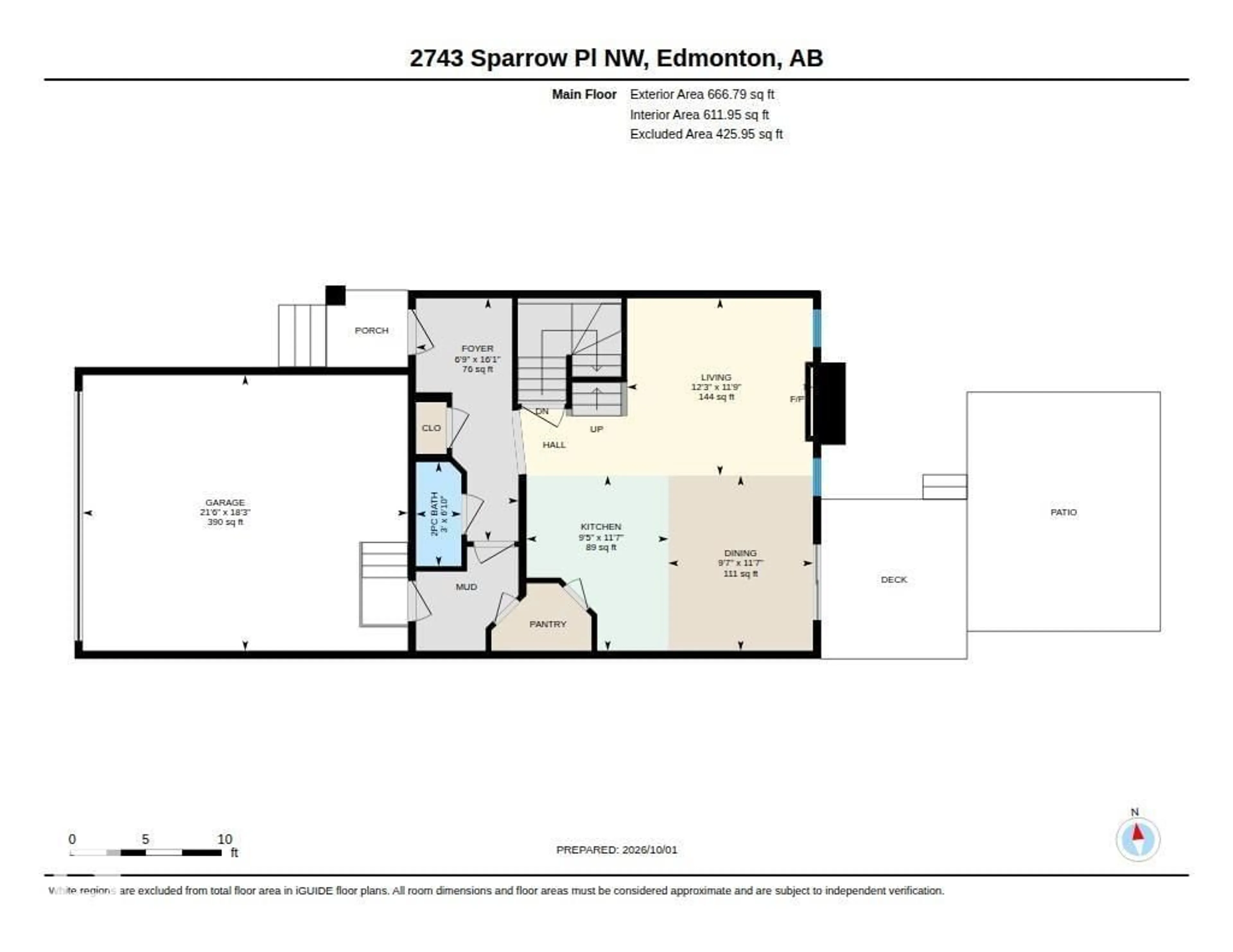 Floor plan for 2743 SPARROW PL, Edmonton Alberta T5S0J6