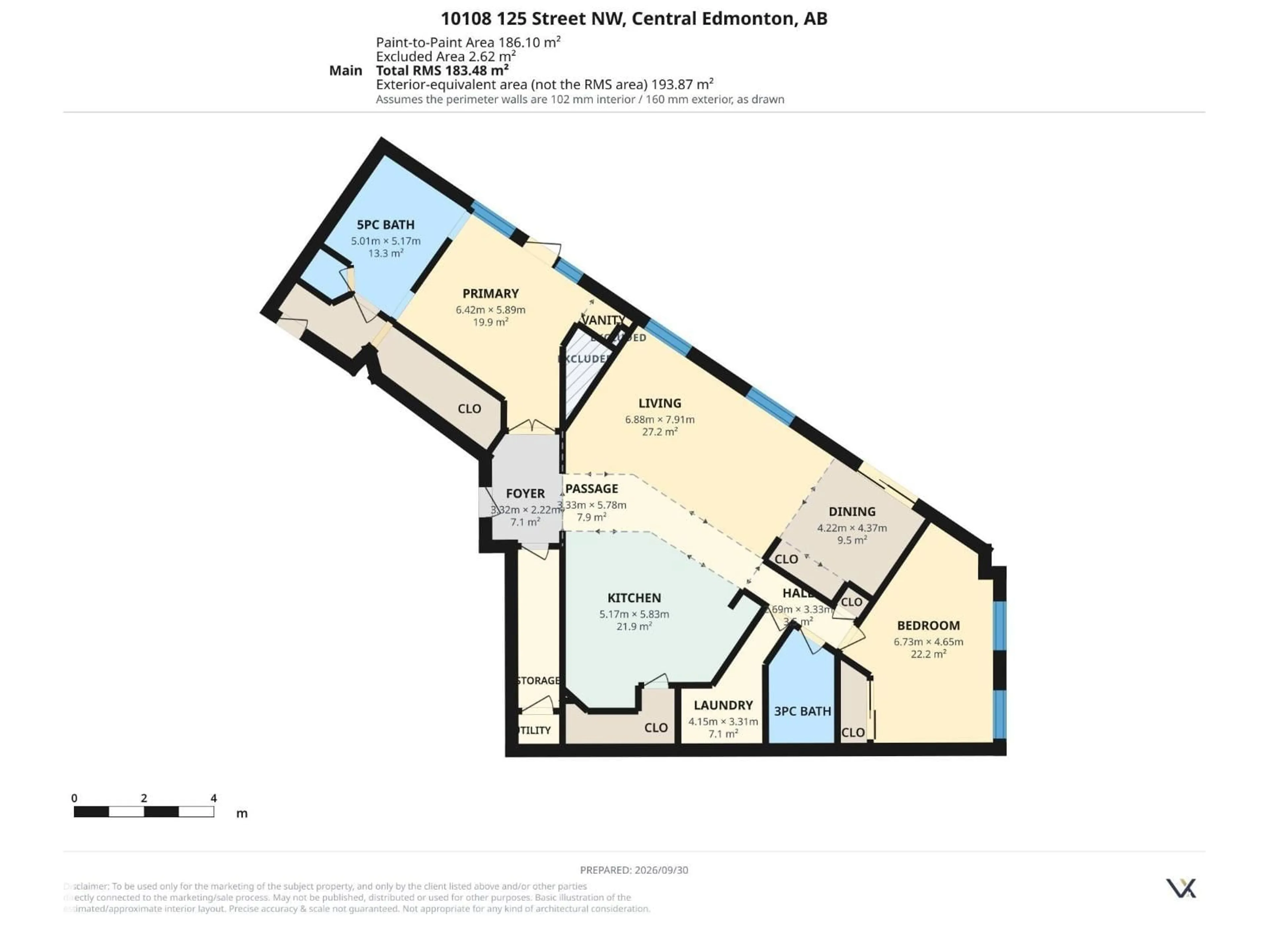 Floor plan for 902 - 10108 125 ST, Edmonton Alberta T5N4B6