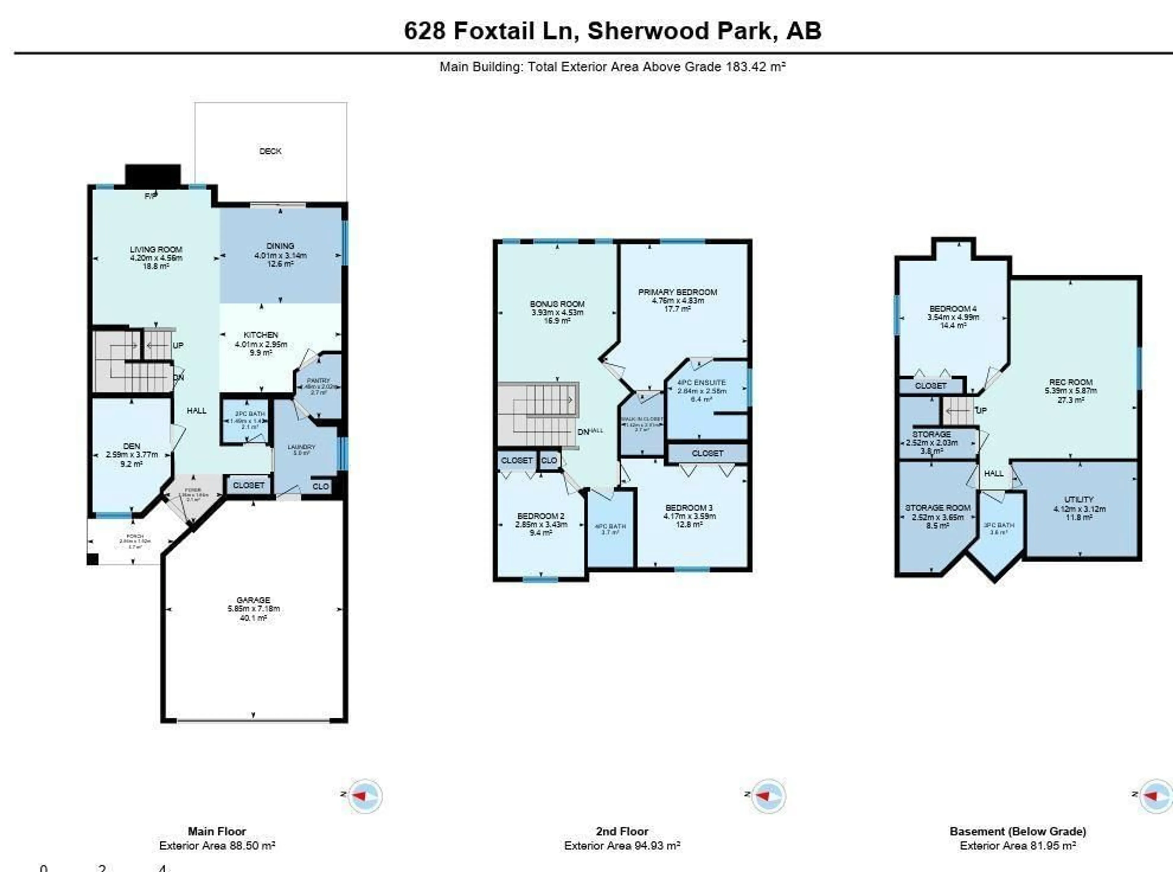 Floor plan for 628 FOXTAIL LN, Sherwood Park Alberta T8A4P2