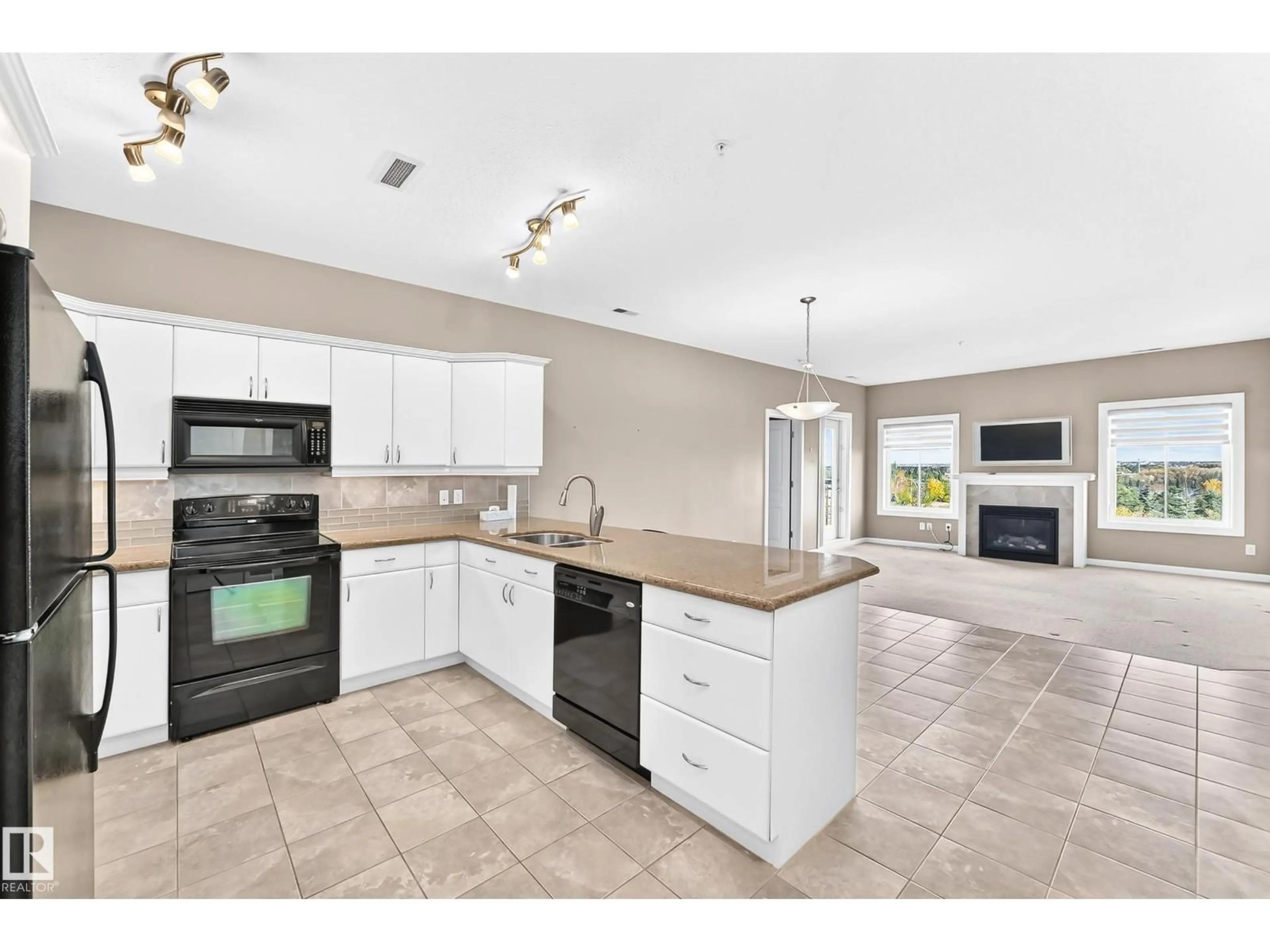 Open concept kitchen, ceramic/tile floor for 160 - 436 MAGRATH RD, Edmonton Alberta T6R3T7