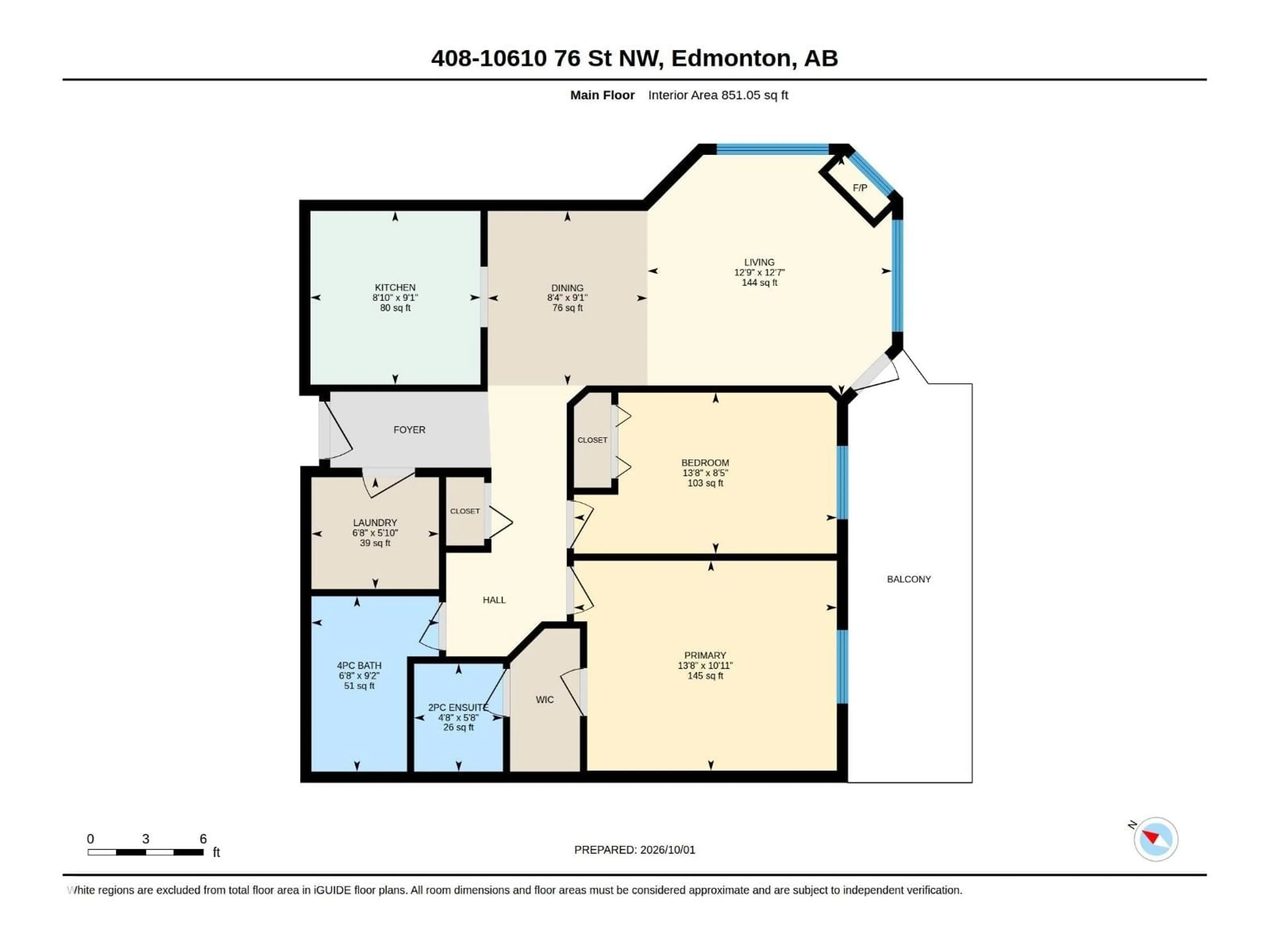Floor plan for 408 - 10610 76 ST NW, Edmonton Alberta T6A3Y9