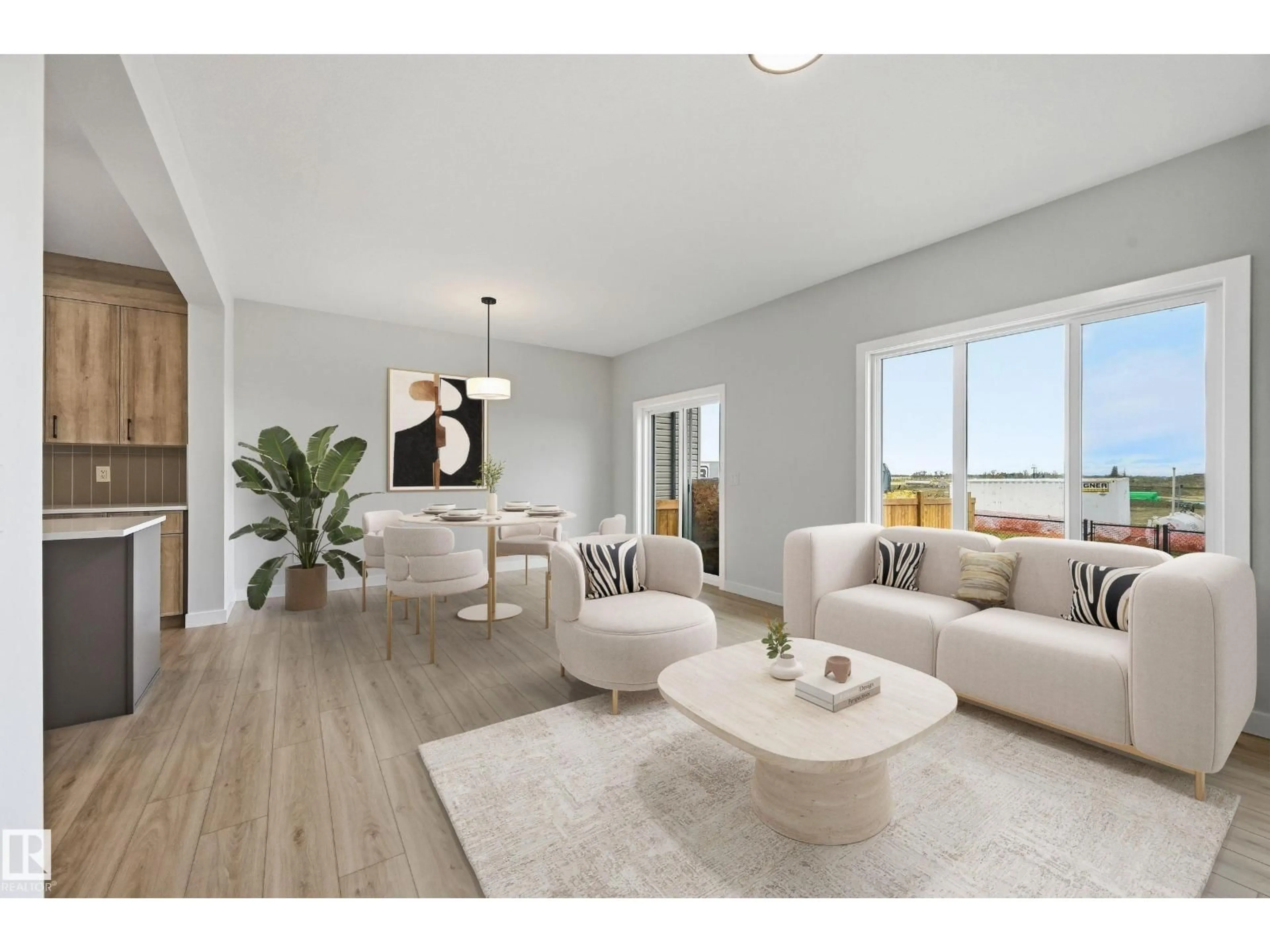 Living room with furniture, wood/laminate floor for 278 LODGE POLE PL, Leduc Alberta T9E0K7