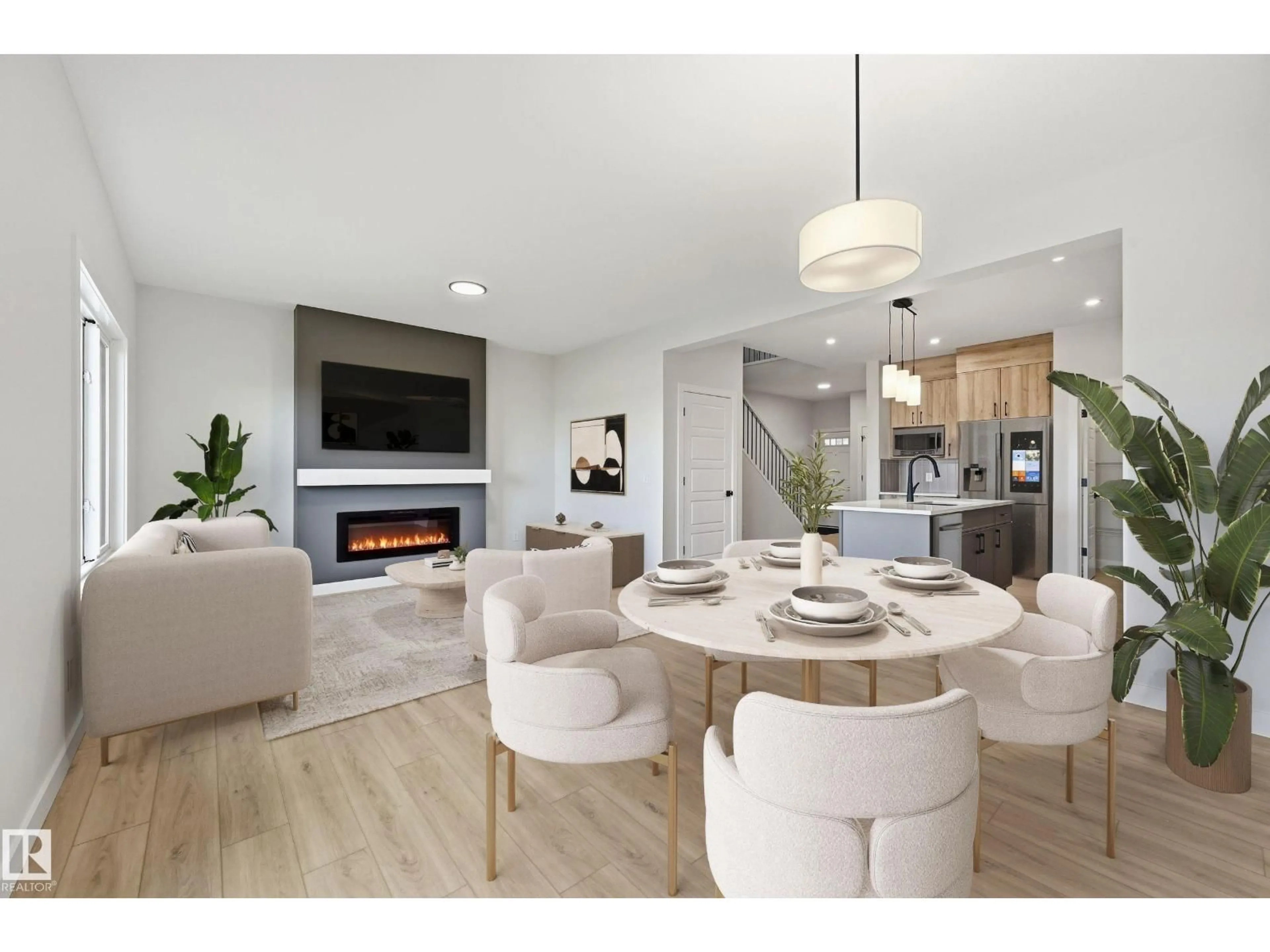 Open concept kitchen, wood/laminate floor for 278 LODGE POLE PL, Leduc Alberta T9E0K7