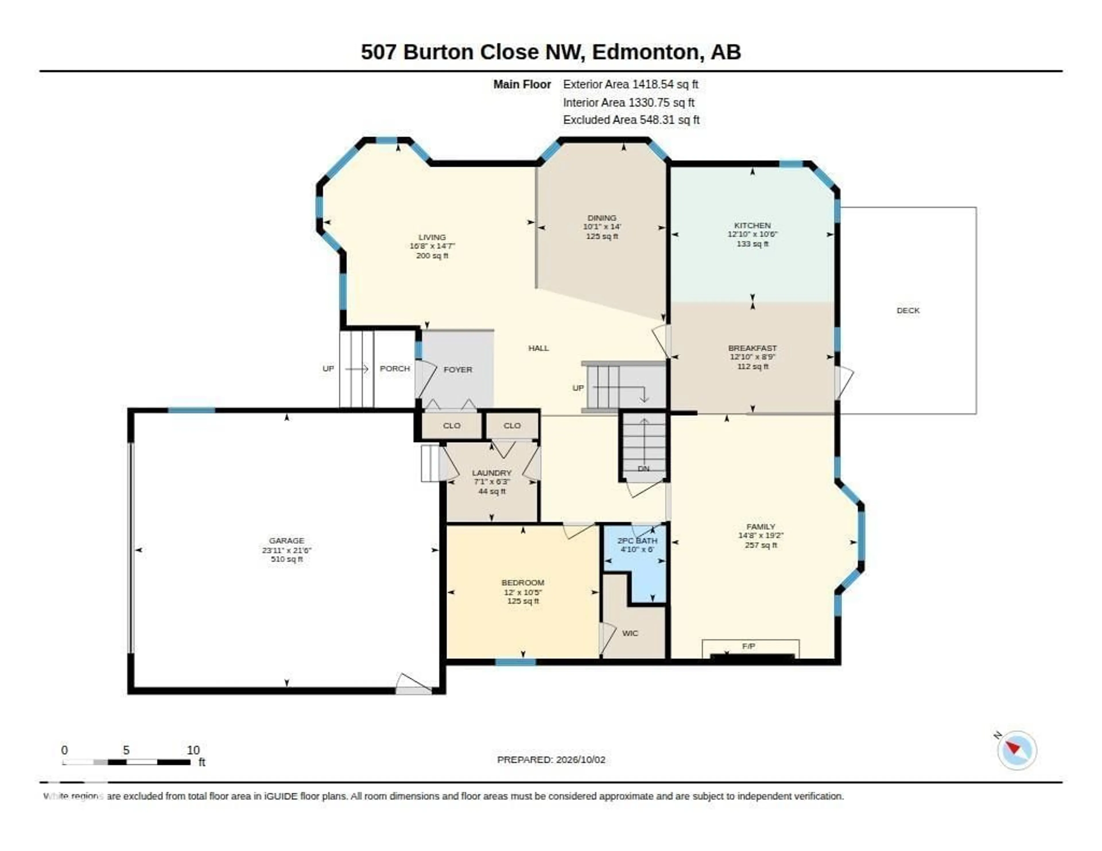 Floor plan for NW - 507 BURTON CL, Edmonton Alberta T6R2B2