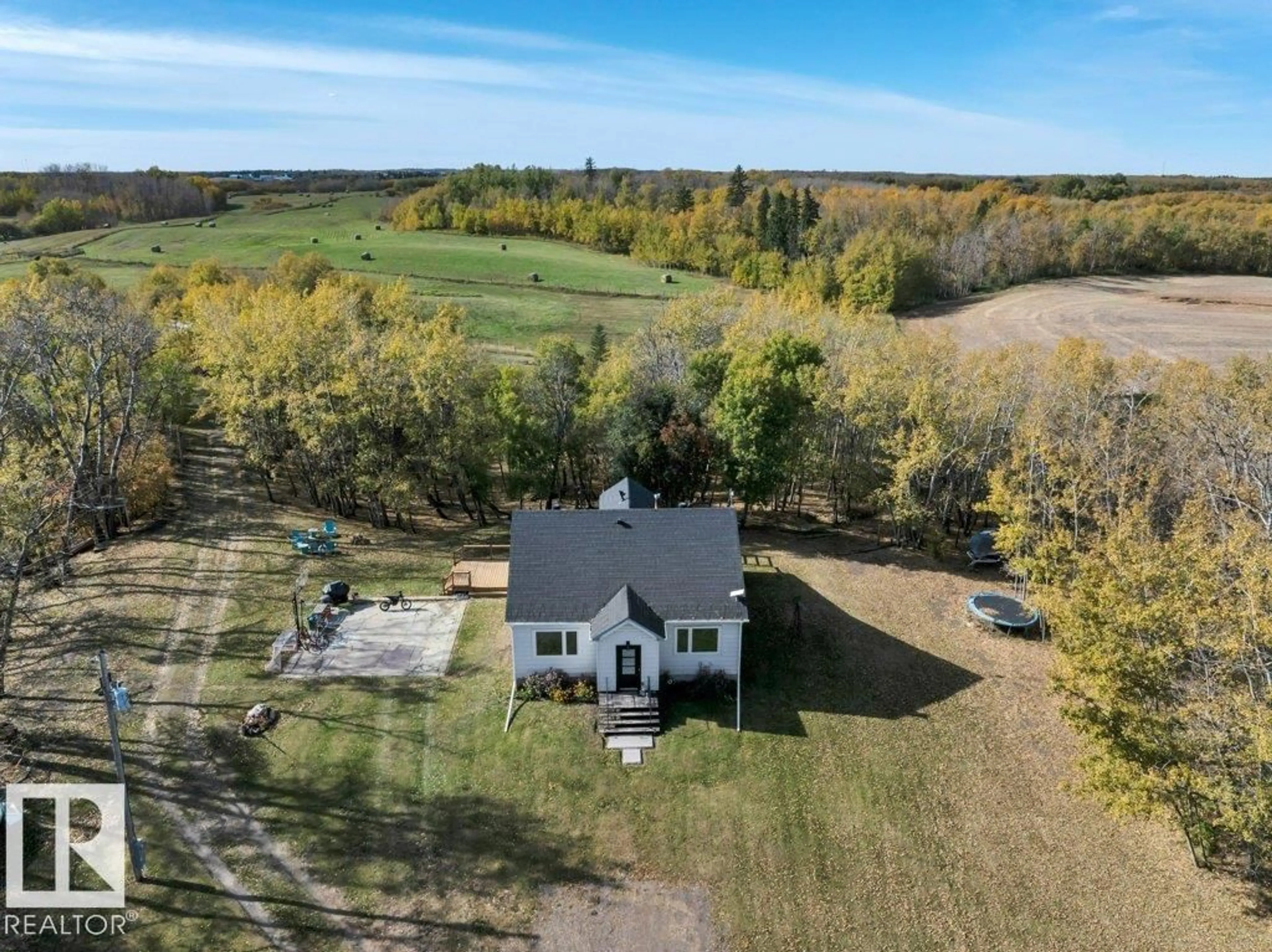 A pic from outside/outdoor area/front of a property/back of a property/a pic from drone, unknown for 50040 RGE RD 230, Rural Leduc County Alberta T0B3M3