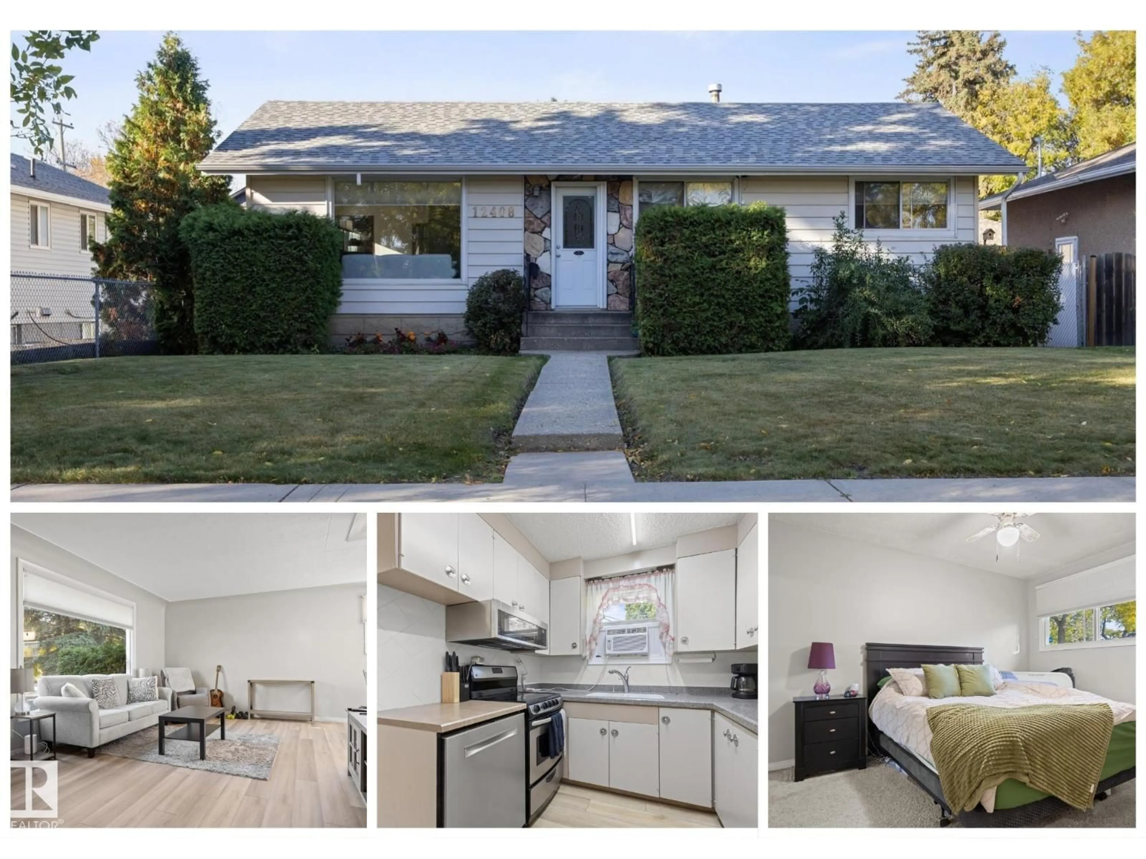 Home with vinyl exterior material, street for NW - 12408 134 ST, Edmonton Alberta T5L1V2