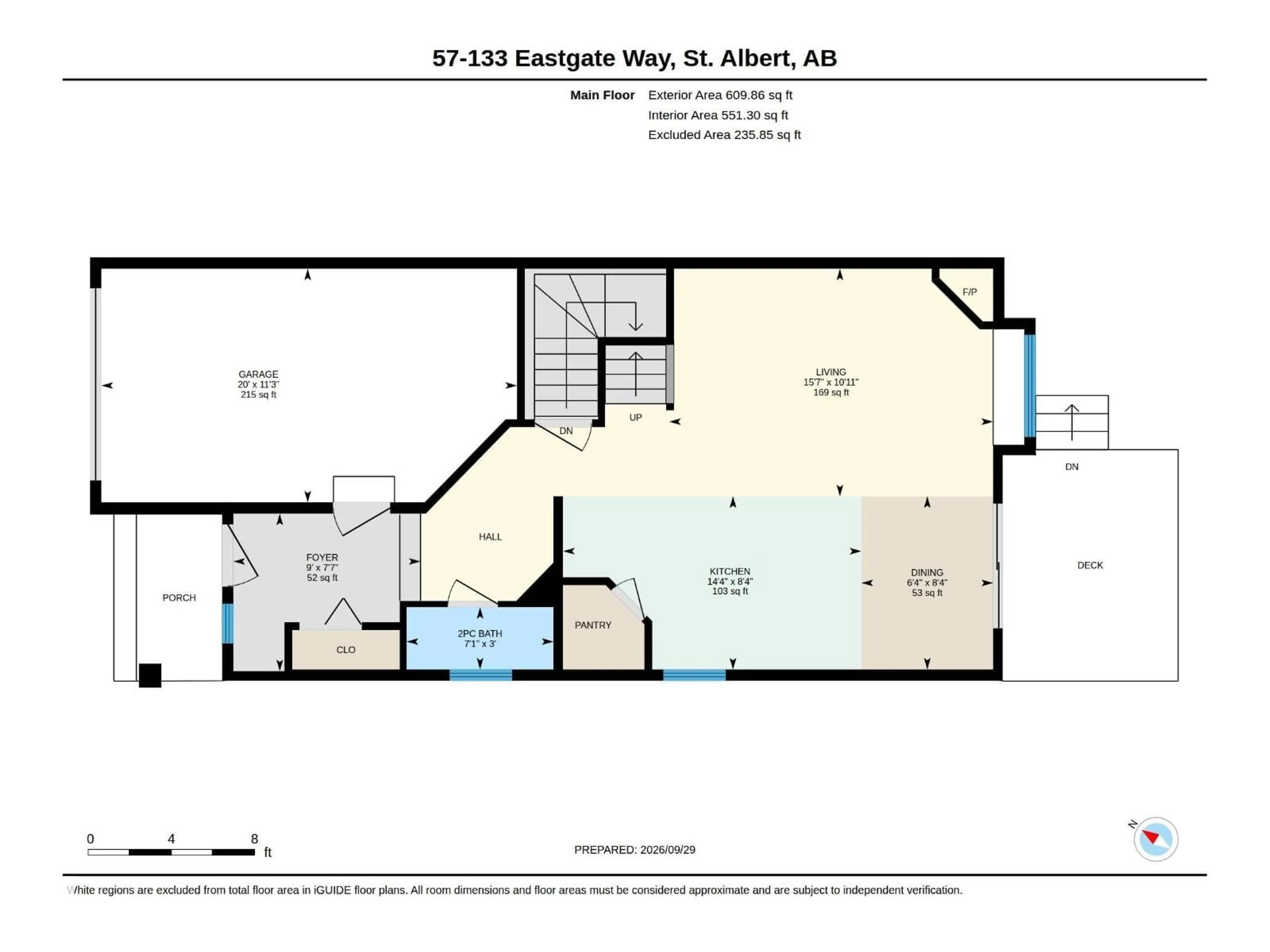 Floor plan for 133 - 57 EASTGATE WY, St. Albert Alberta T8N7M9