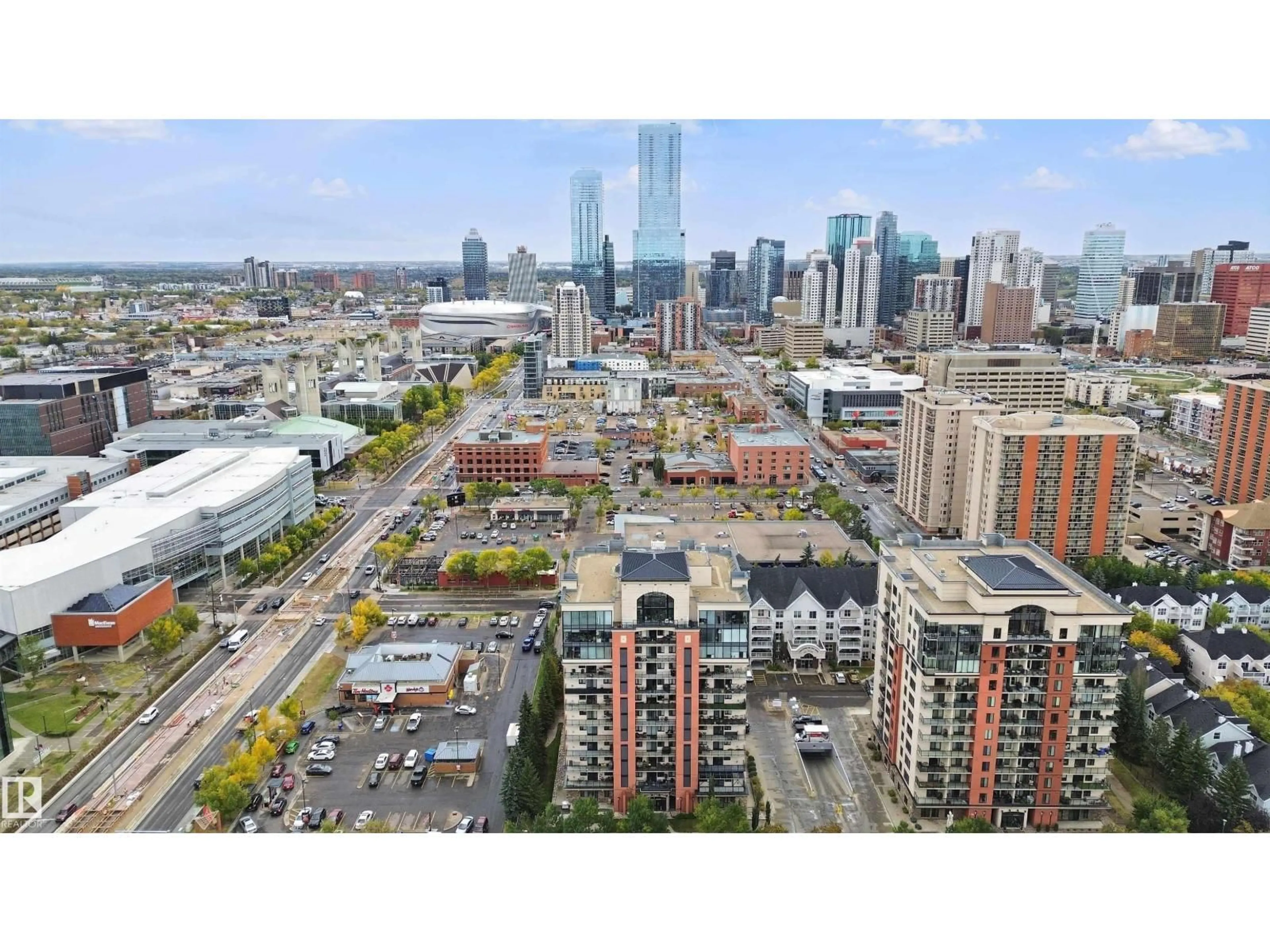 A pic from outside/outdoor area/front of a property/back of a property/a pic from drone, city buildings view from balcony for #1006 - 1006 111 ST NW, Edmonton Alberta T5E2C7