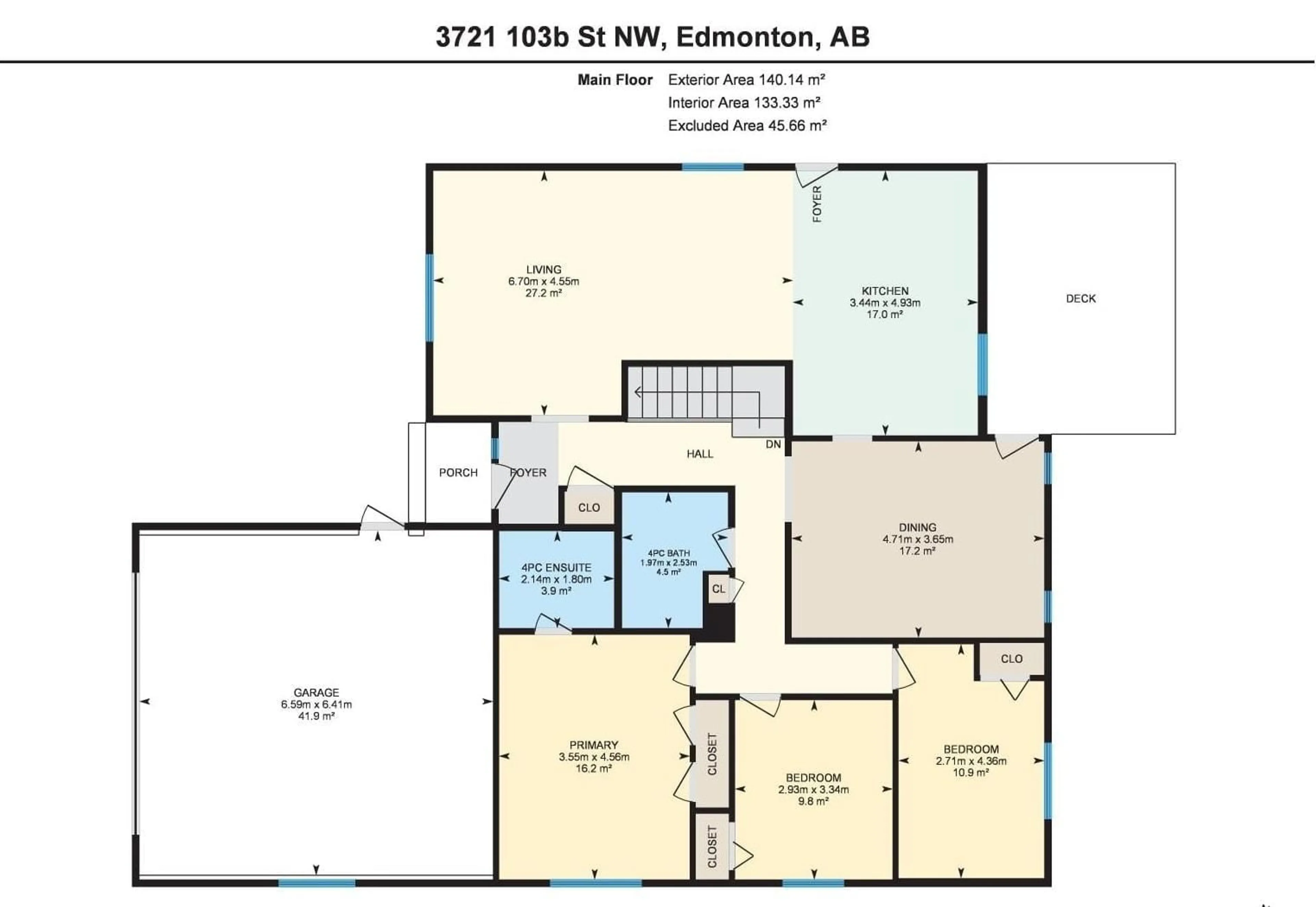 Floor plan for 3721 103B STREET STREET, Edmonton Alberta T6J2X8