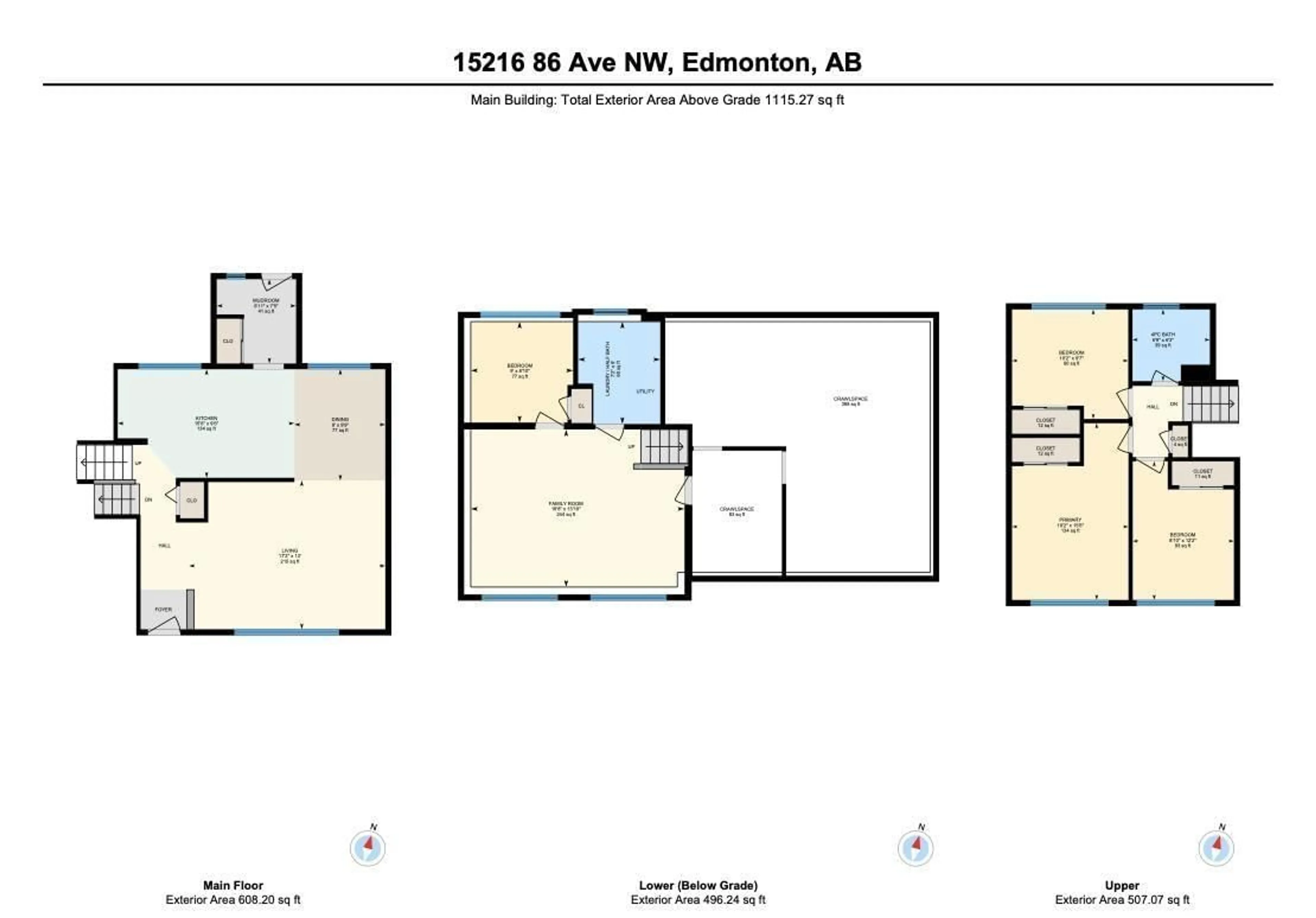 Floor plan for 15216 86 AV NW, Edmonton Alberta T5R4C3