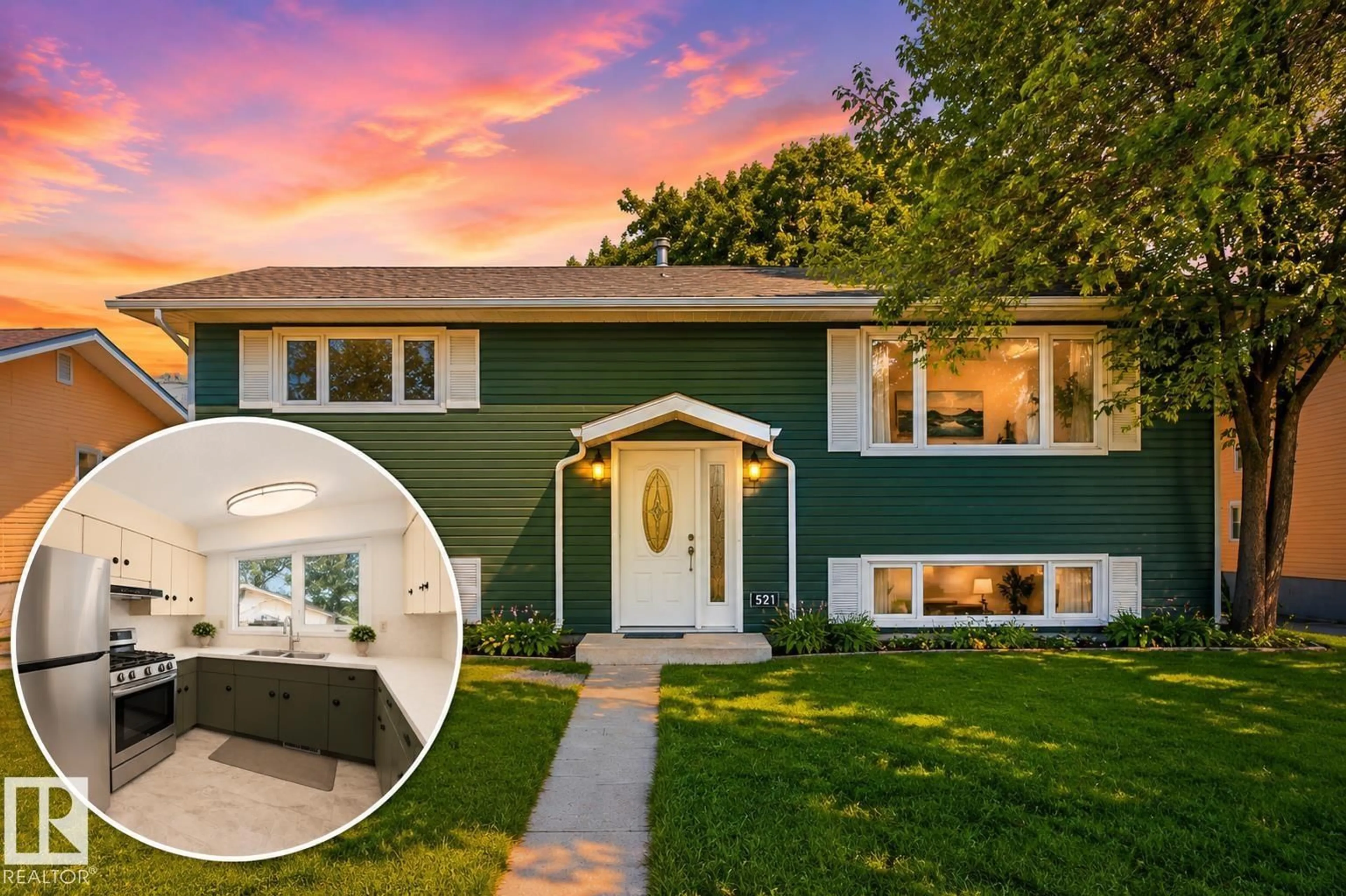 Home with vinyl exterior material, street for 5210 43 AV, Leduc Alberta T9E5A6