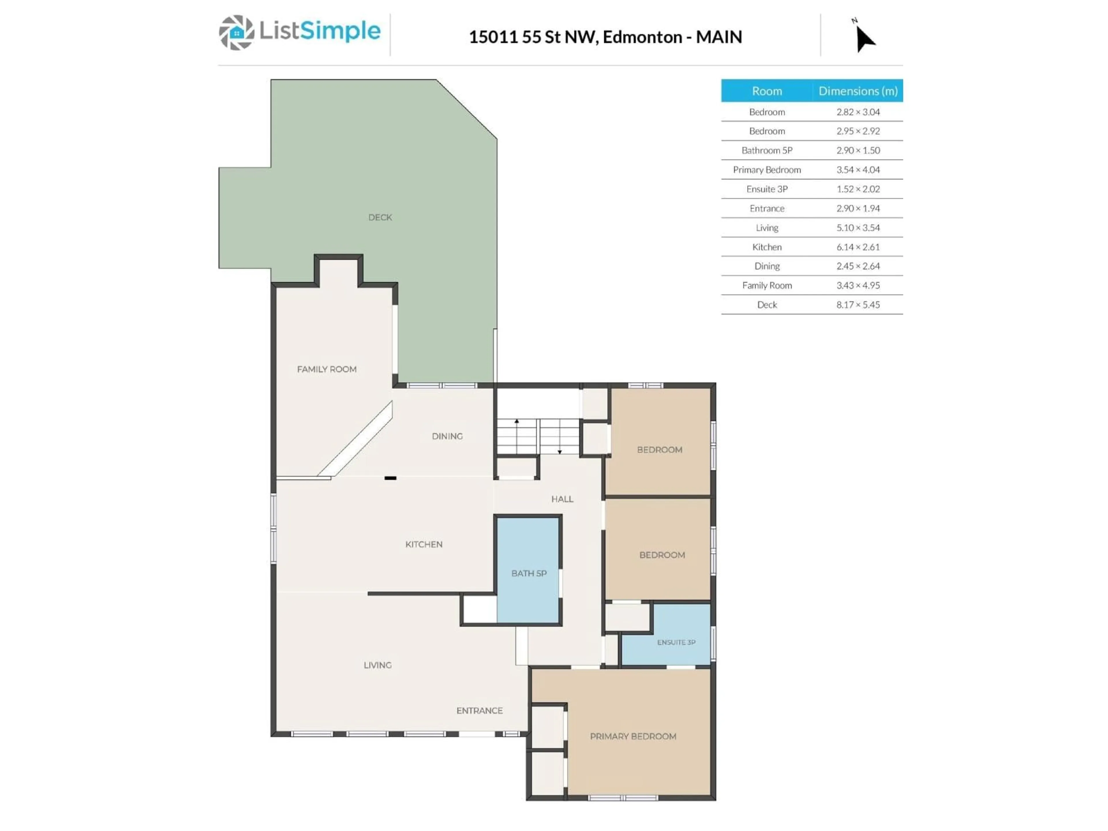 Floor plan for NW - 15011 55 ST, Edmonton Alberta T5A2L1