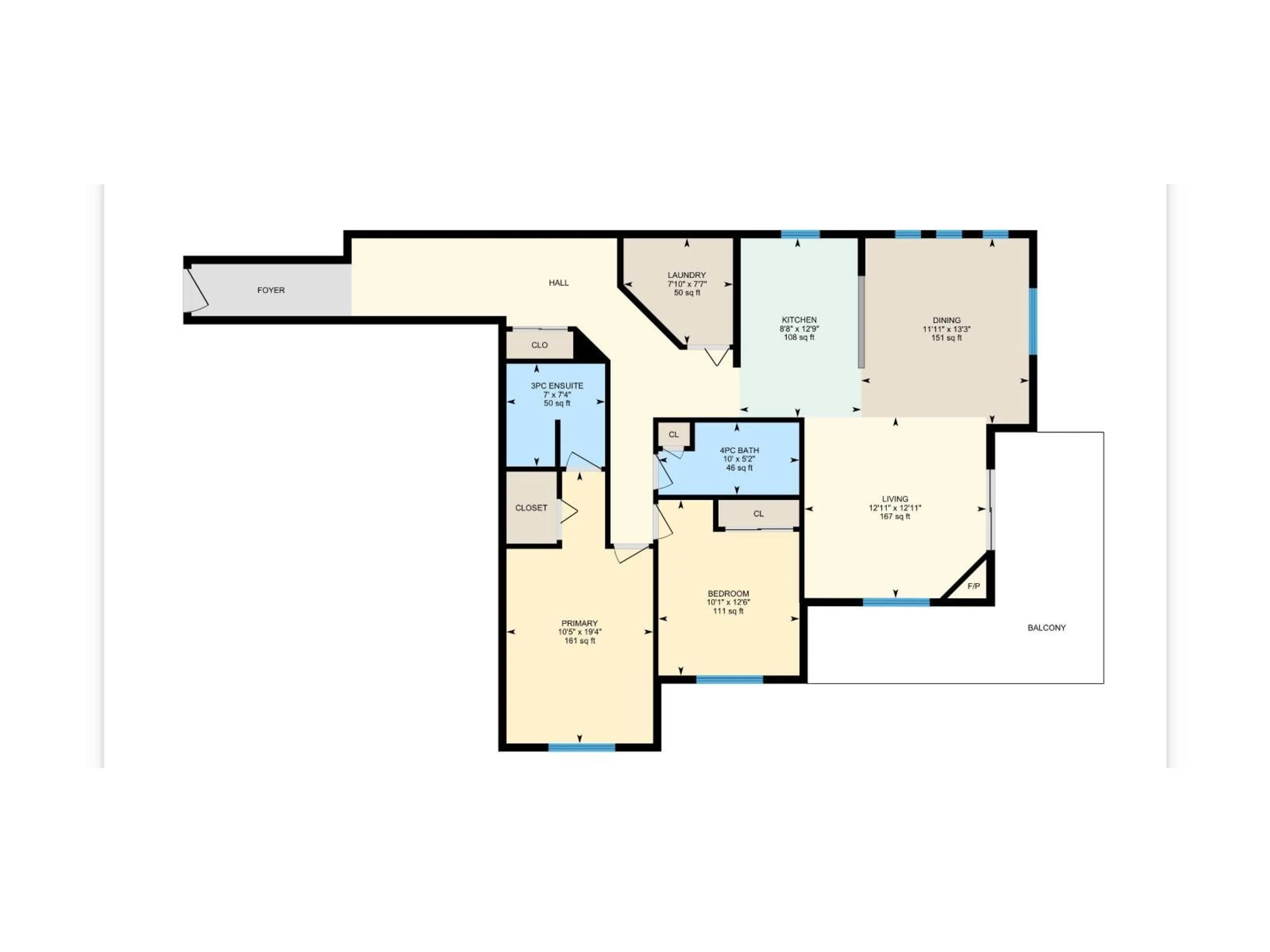 Floor plan for #416 - 16035 132 ST NW, Edmonton Alberta T6V0B4