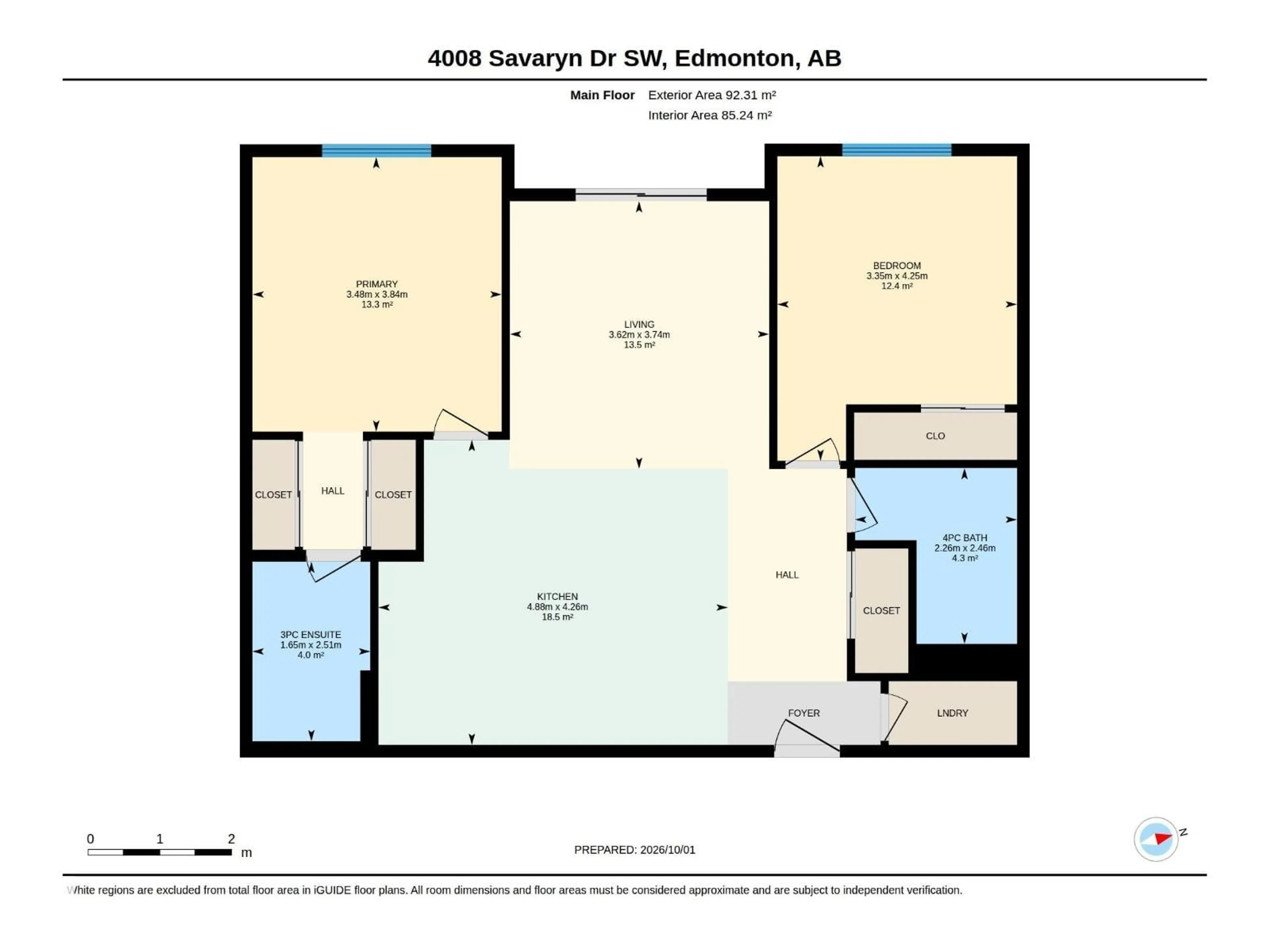 Floor plan for 116 - 4008 SAVARYN DR, Edmonton Alberta T6X2E5