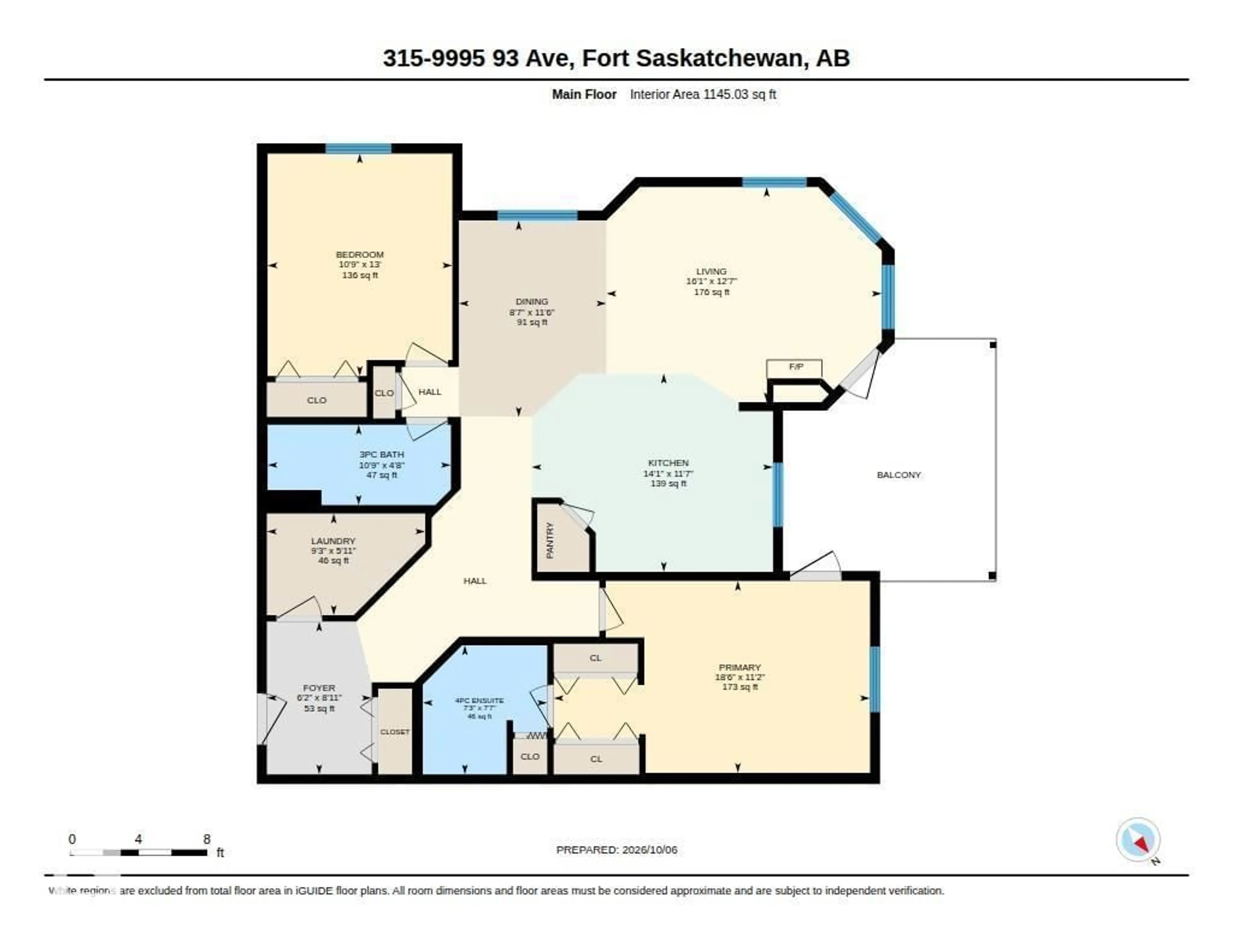 Floor plan for 315 9995 93 AV, Fort Saskatchewan Alberta T8L1N5