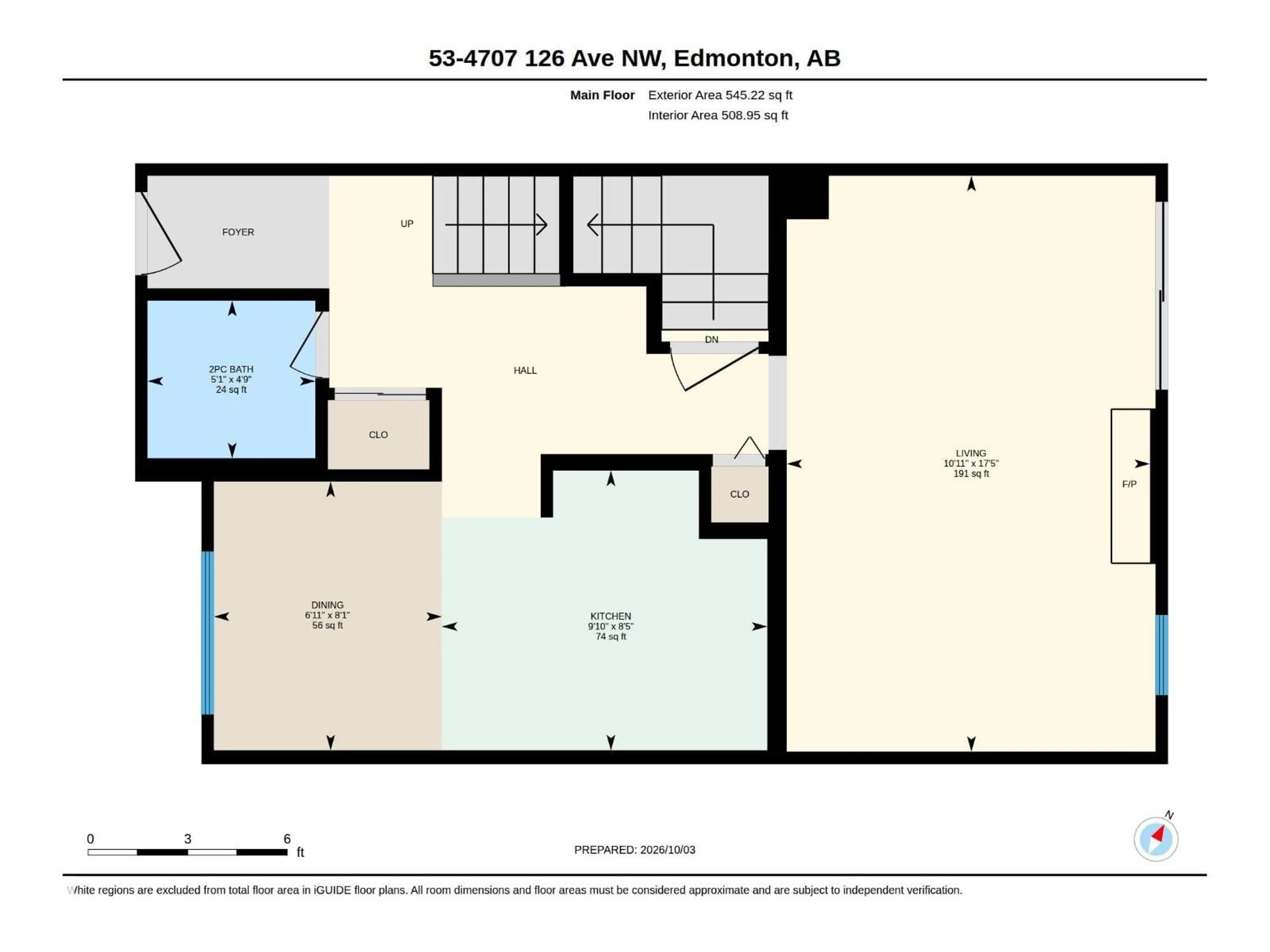 Floor plan for 53 - 4707 126 AV, Edmonton Alberta T5A4K4