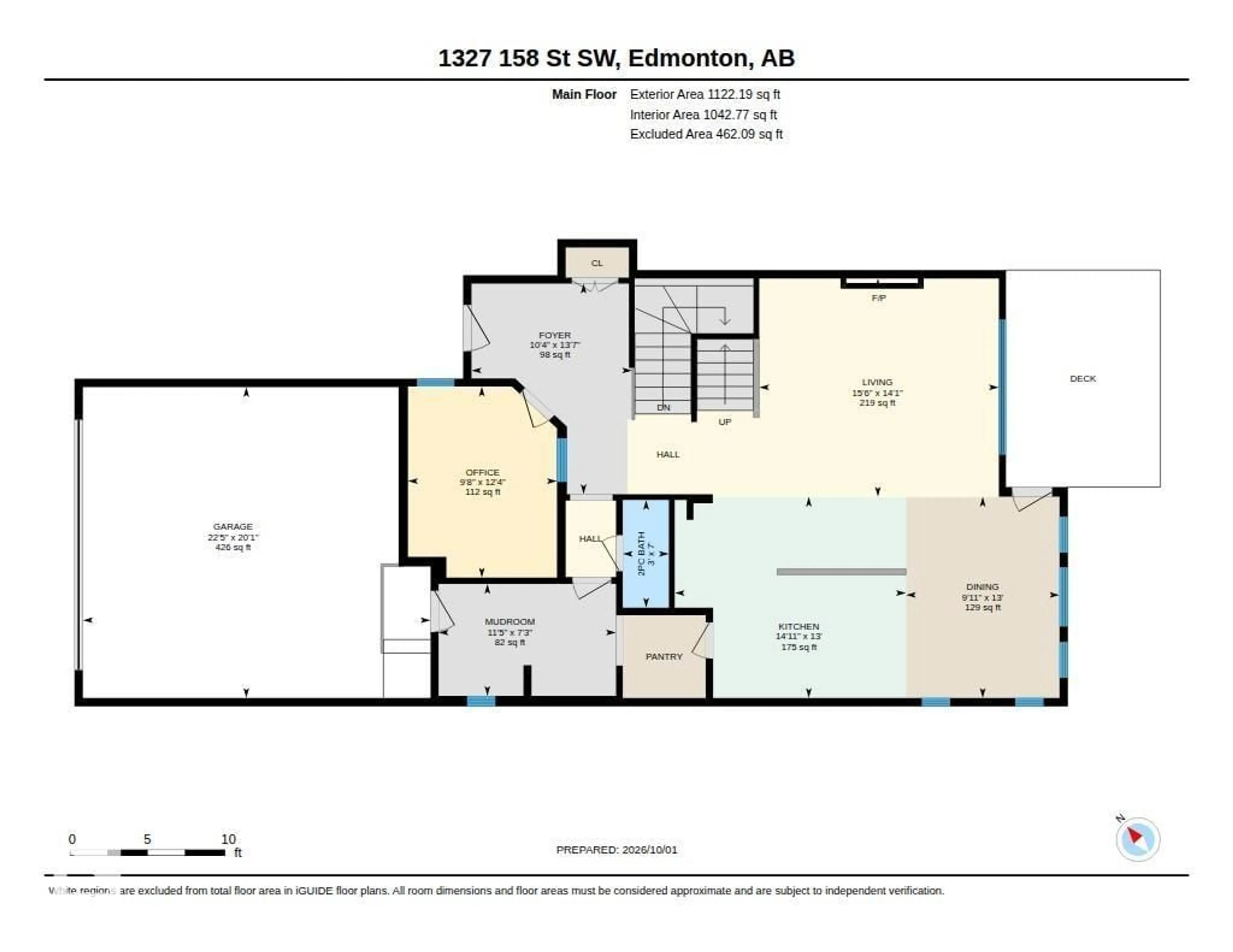 Floor plan for SW - 1327 158 ST, Edmonton Alberta T6W2S3