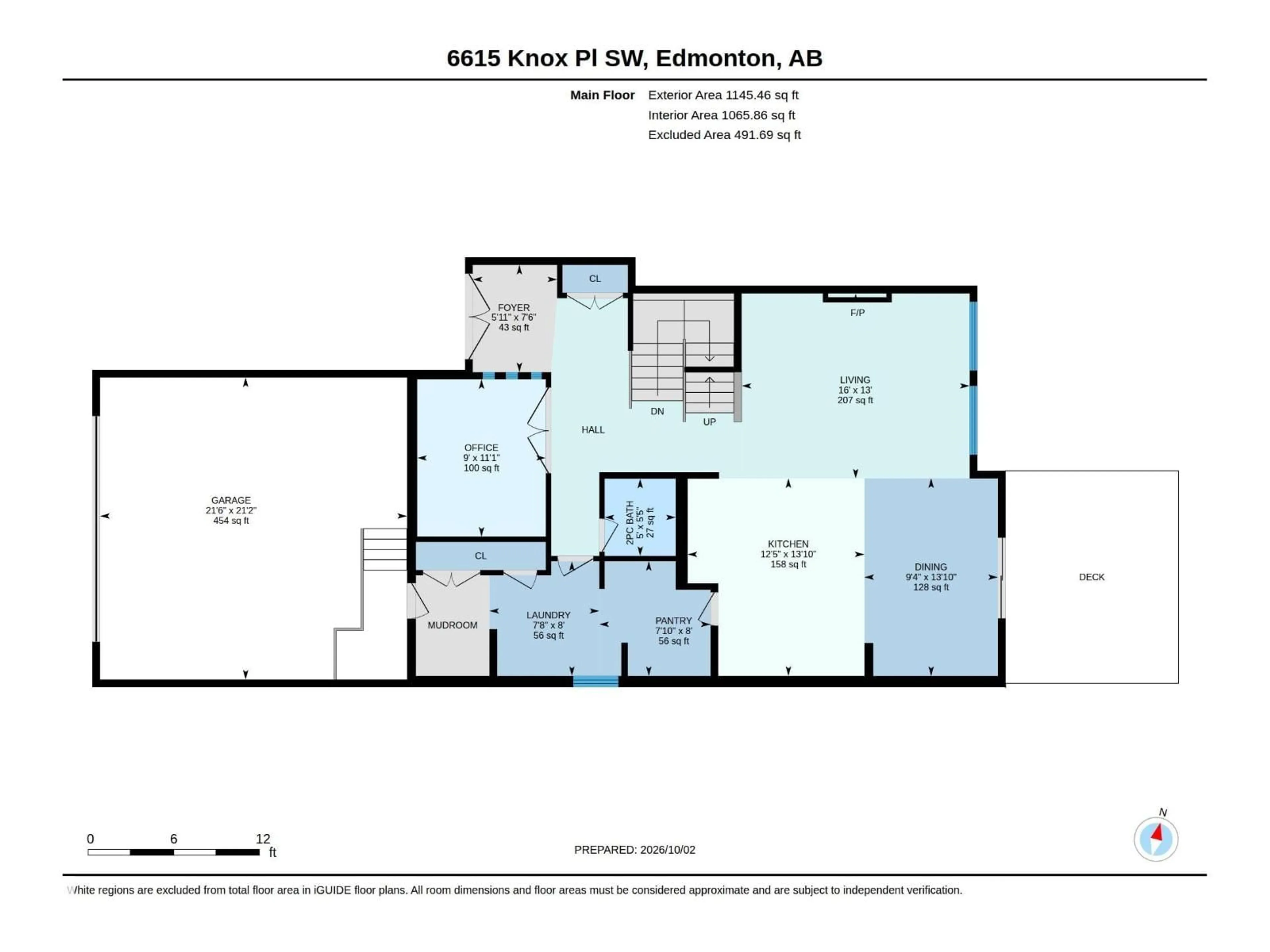 Floor plan for 6615 KNOX PL, Edmonton Alberta T6W4A1