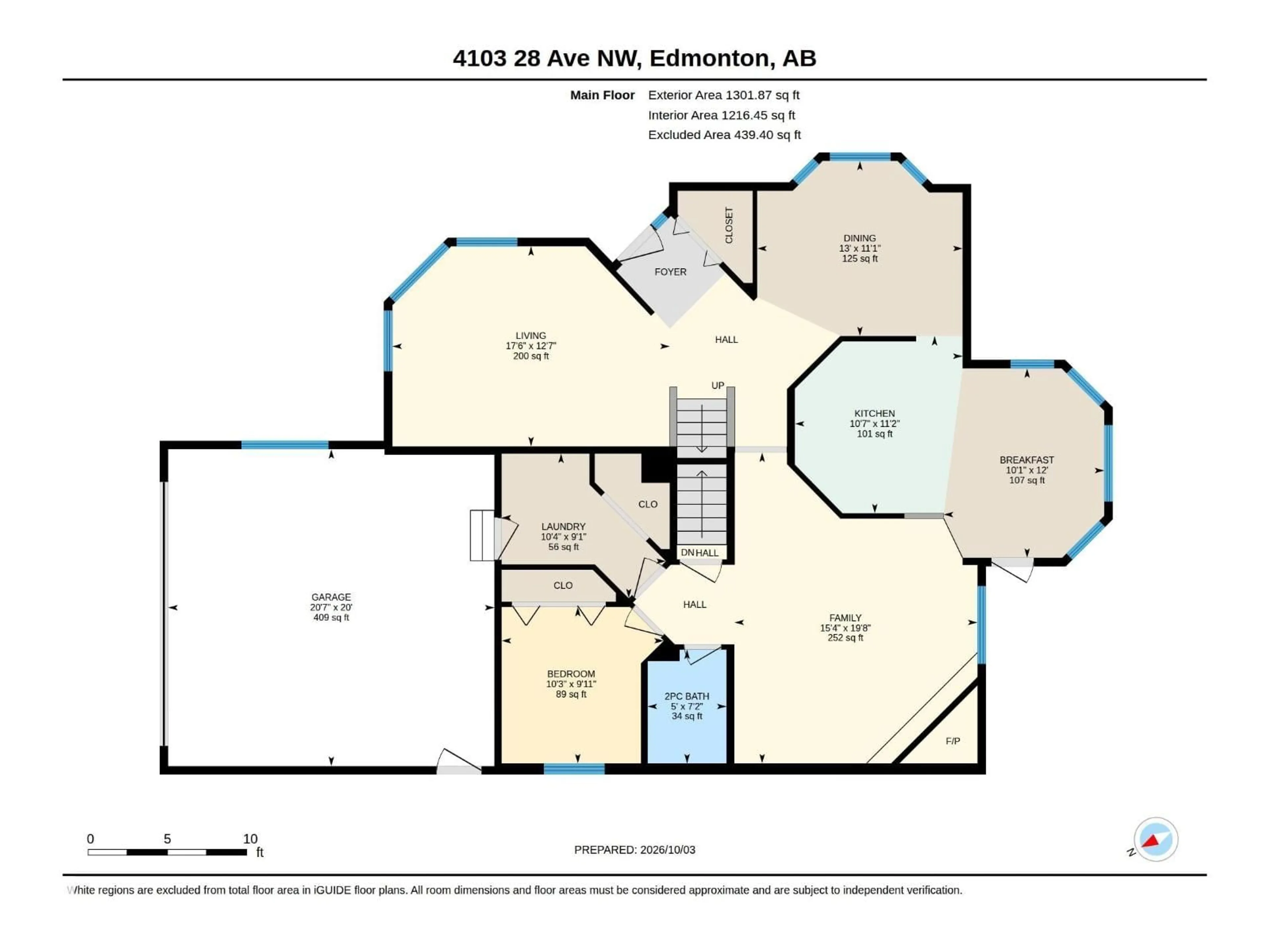 Floor plan for 4103 28 AV, Edmonton Alberta T6L4H2