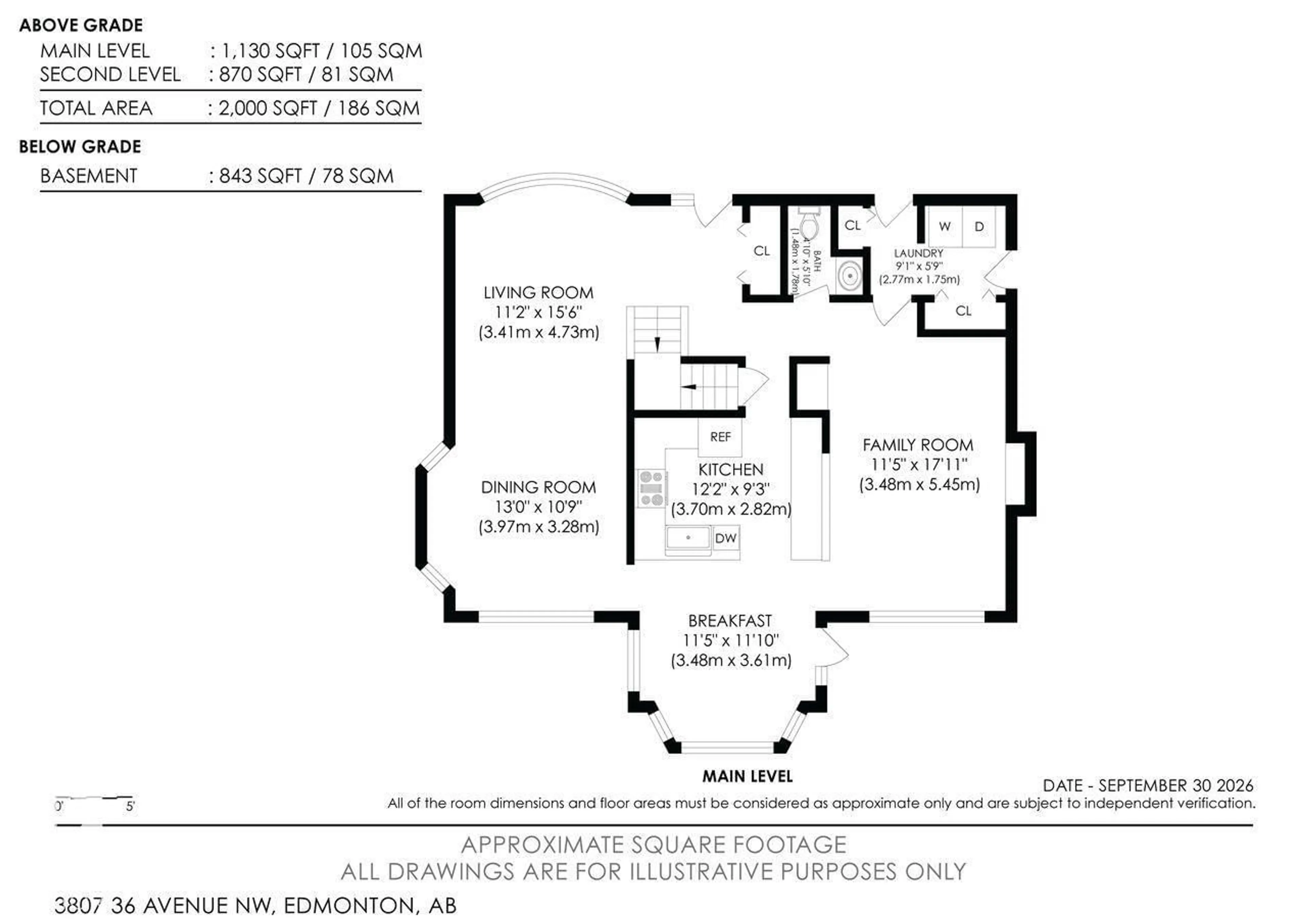Floor plan for 3807 36 AV, Edmonton Alberta T6L5R8