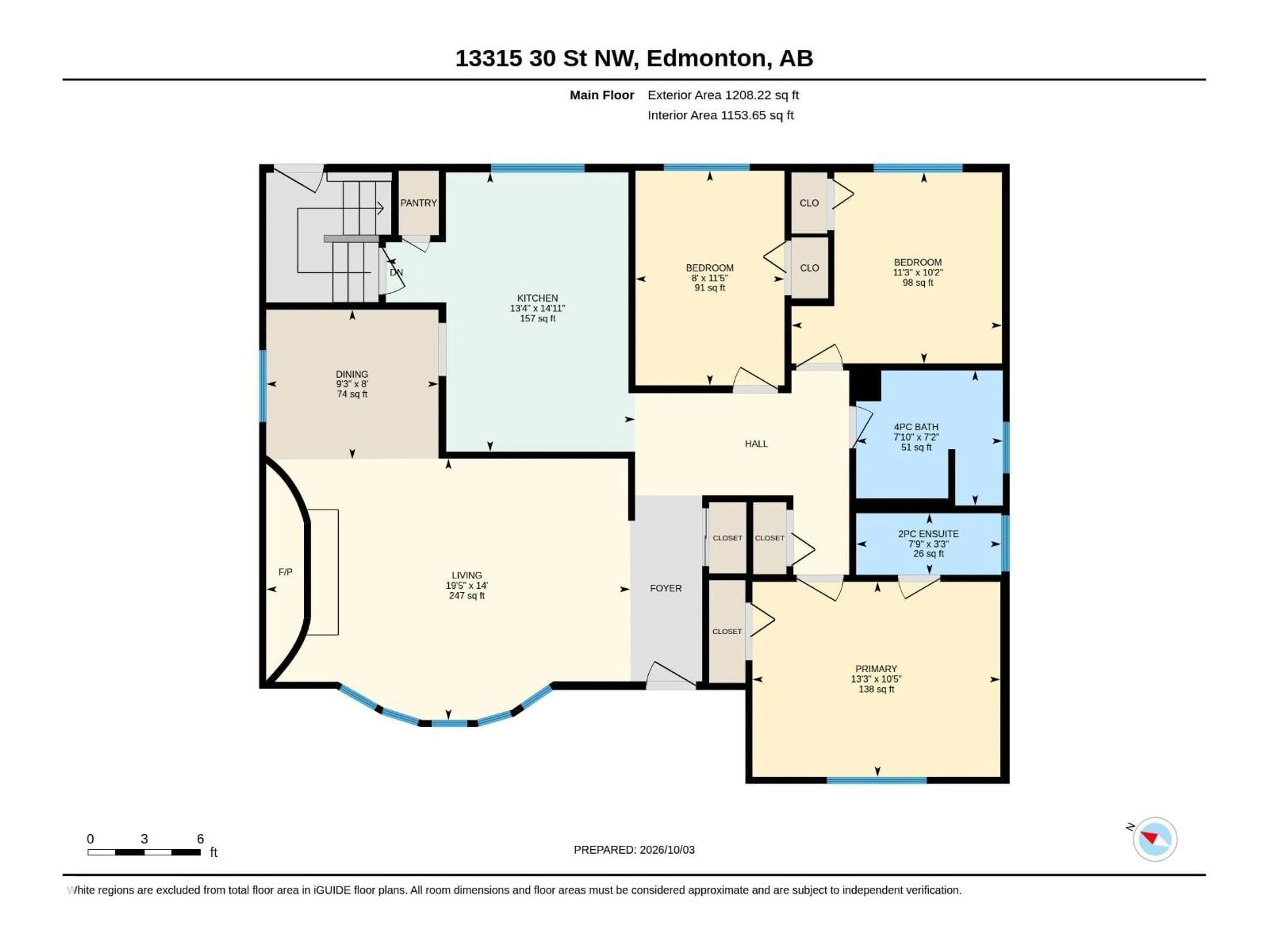 Floor plan for 13315 30 ST, Edmonton Alberta T5A3A1