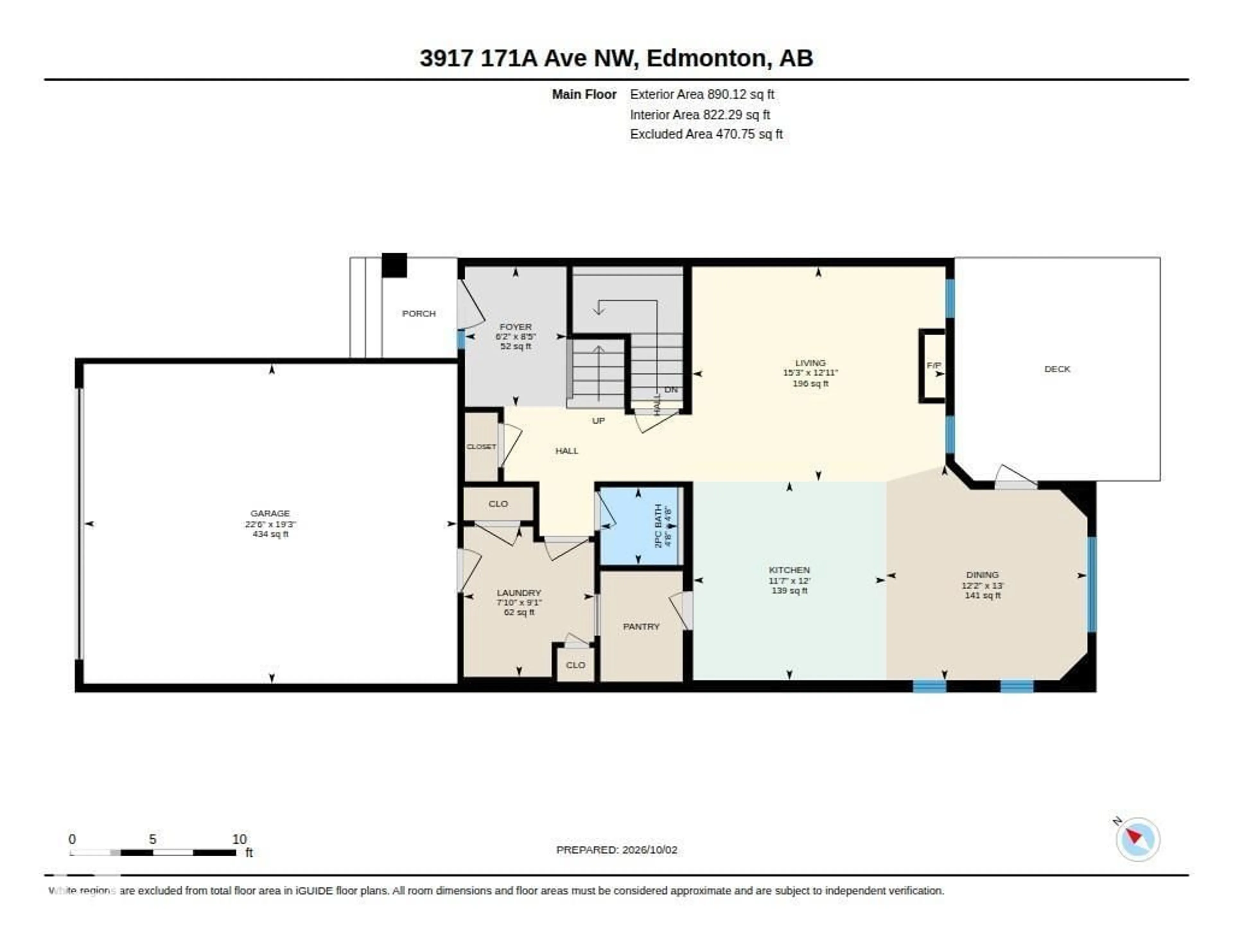 Floor plan for 3917 171A AV, Edmonton Alberta T5Y3R9