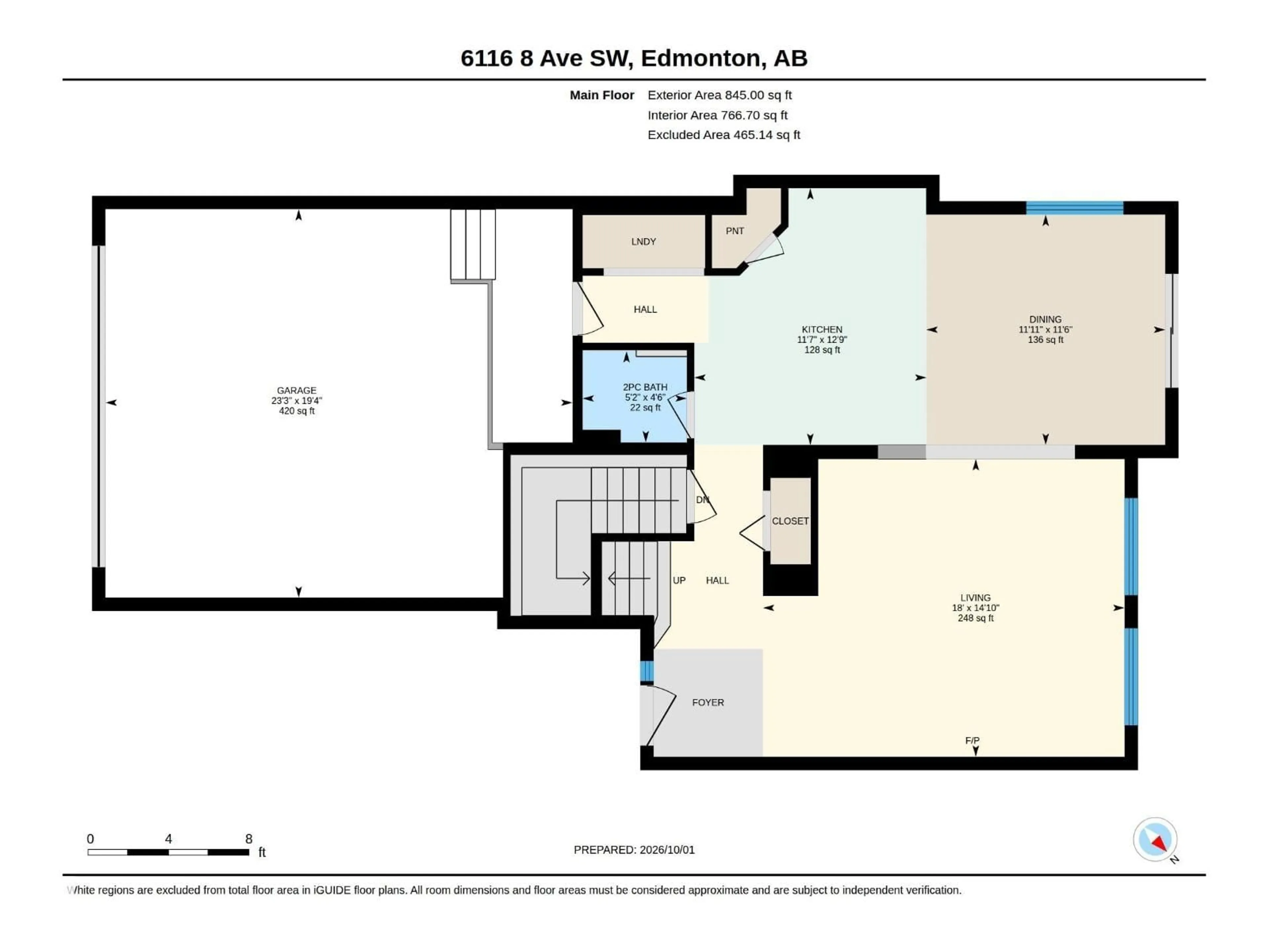 Floor plan for 6116 8 AV, Edmonton Alberta T6X0G3