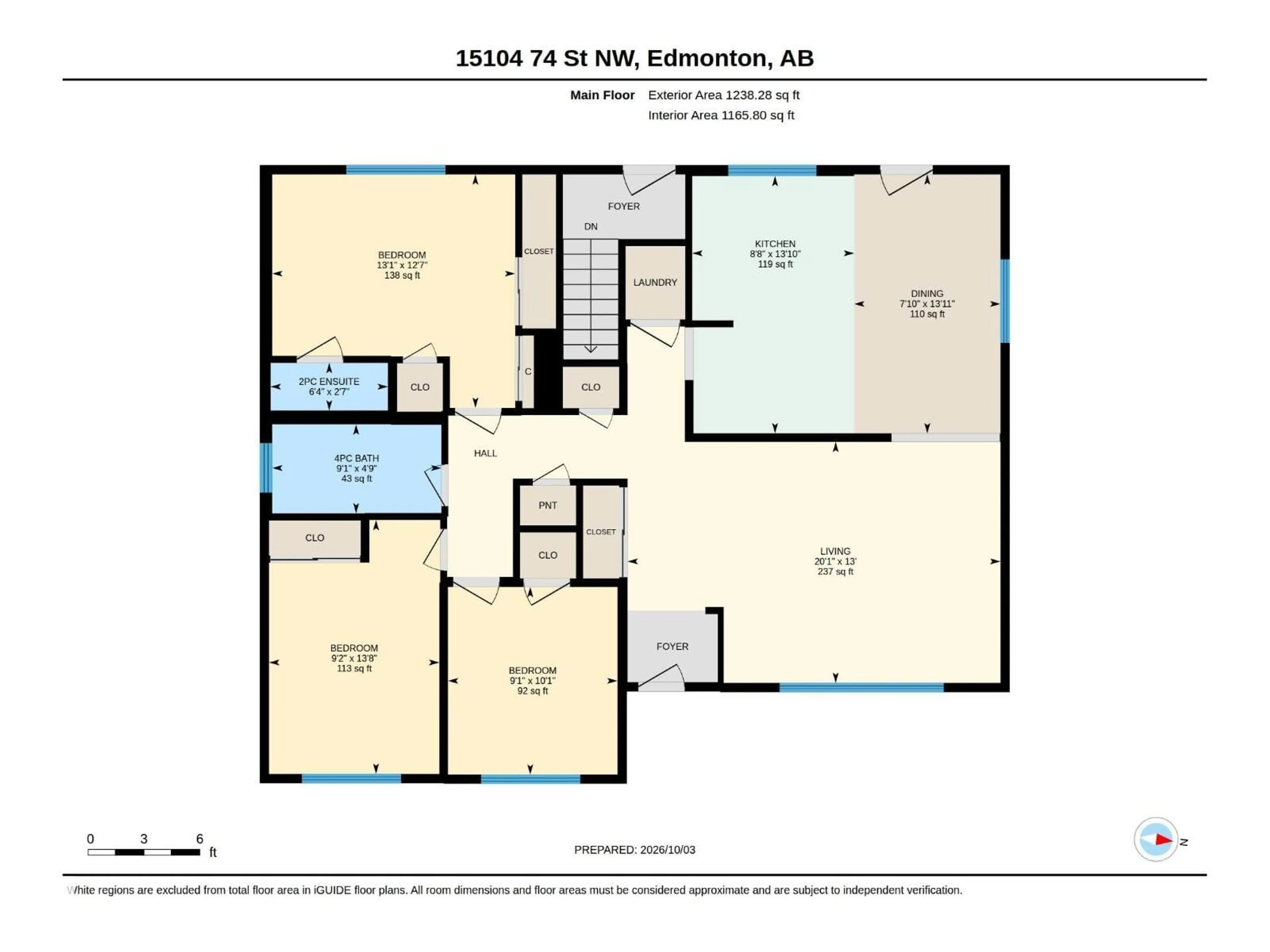 Floor plan for 15104 74 ST, Edmonton Alberta T5C0Y7