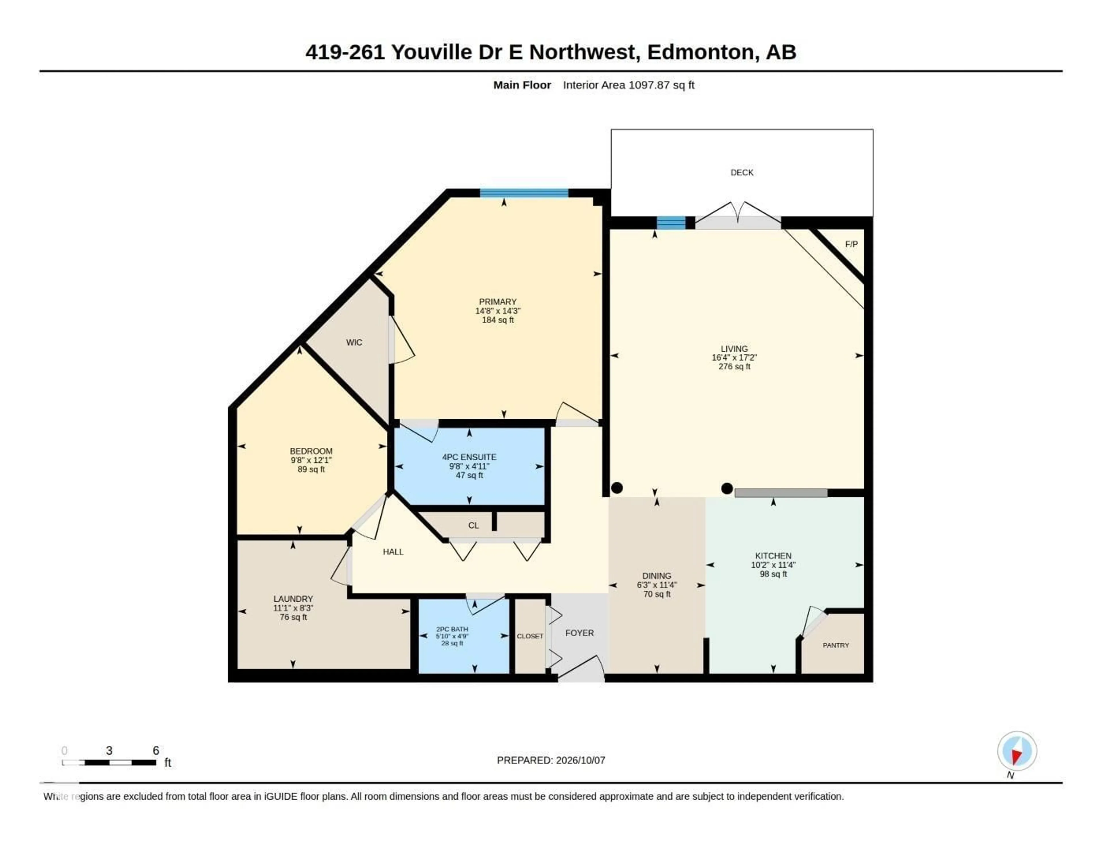 Floor plan for #419 - 261 YOUVILLE DR, Edmonton Alberta T6L7H3