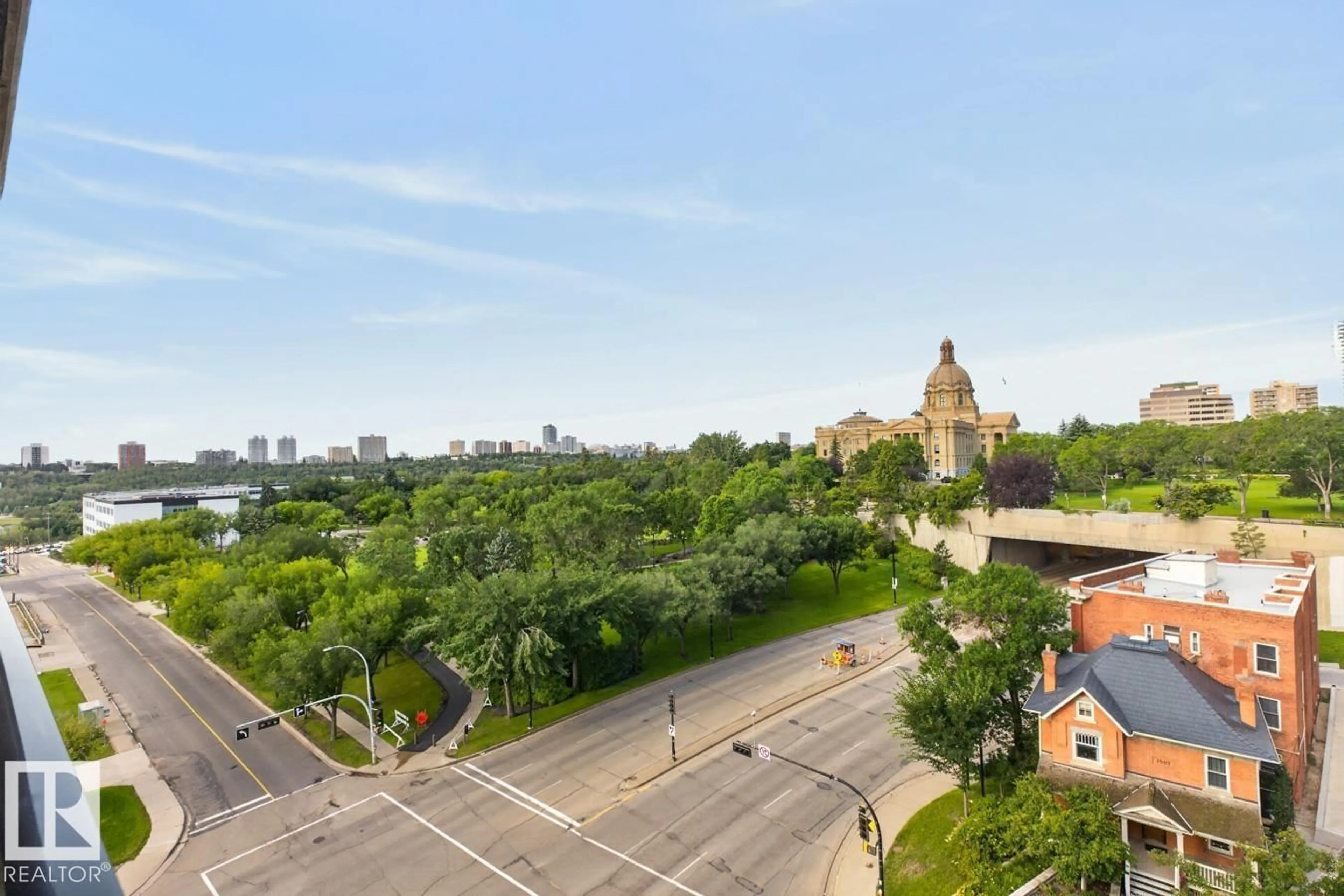 A pic from outside/outdoor area/front of a property/back of a property/a pic from drone, city buildings view from balcony for #801 - 9707 106 ST, Edmonton Alberta T5K0B7