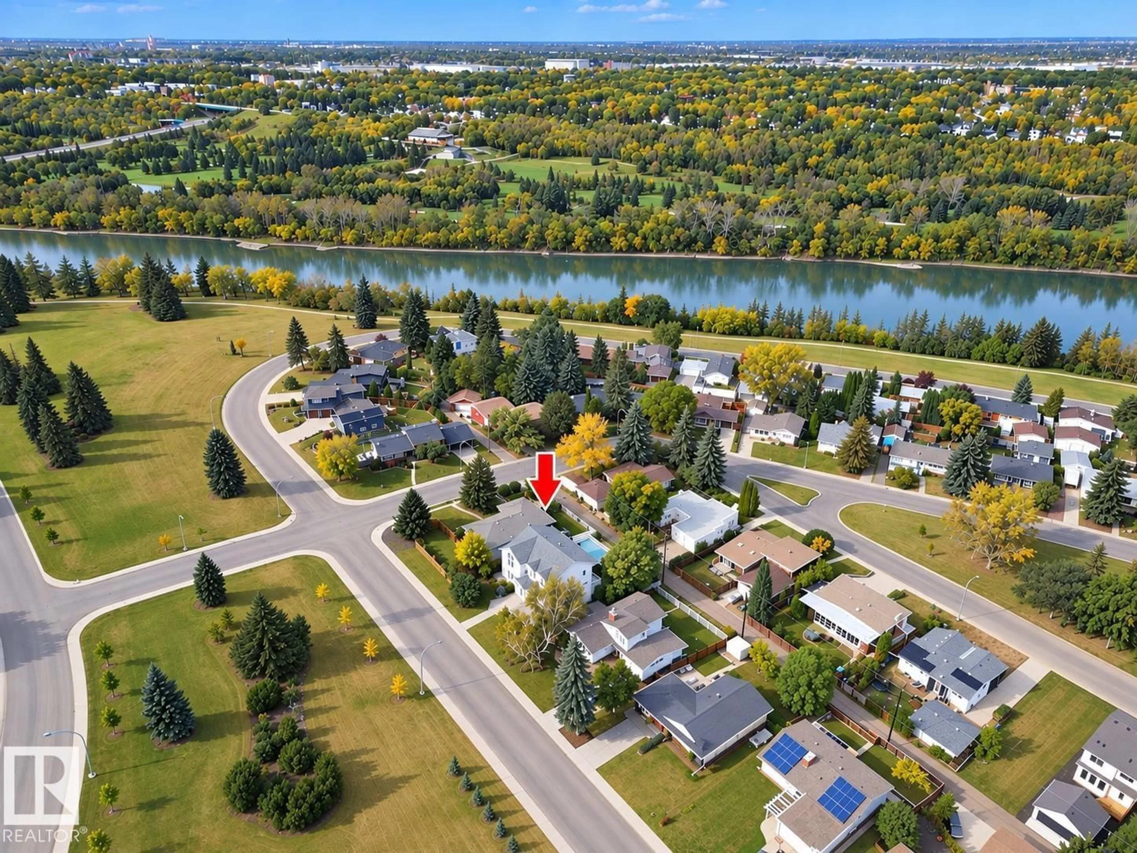 A pic from outside/outdoor area/front of a property/back of a property/a pic from drone, water/lake/river/ocean view for 6508 109 AV, Edmonton Alberta T6A1S2