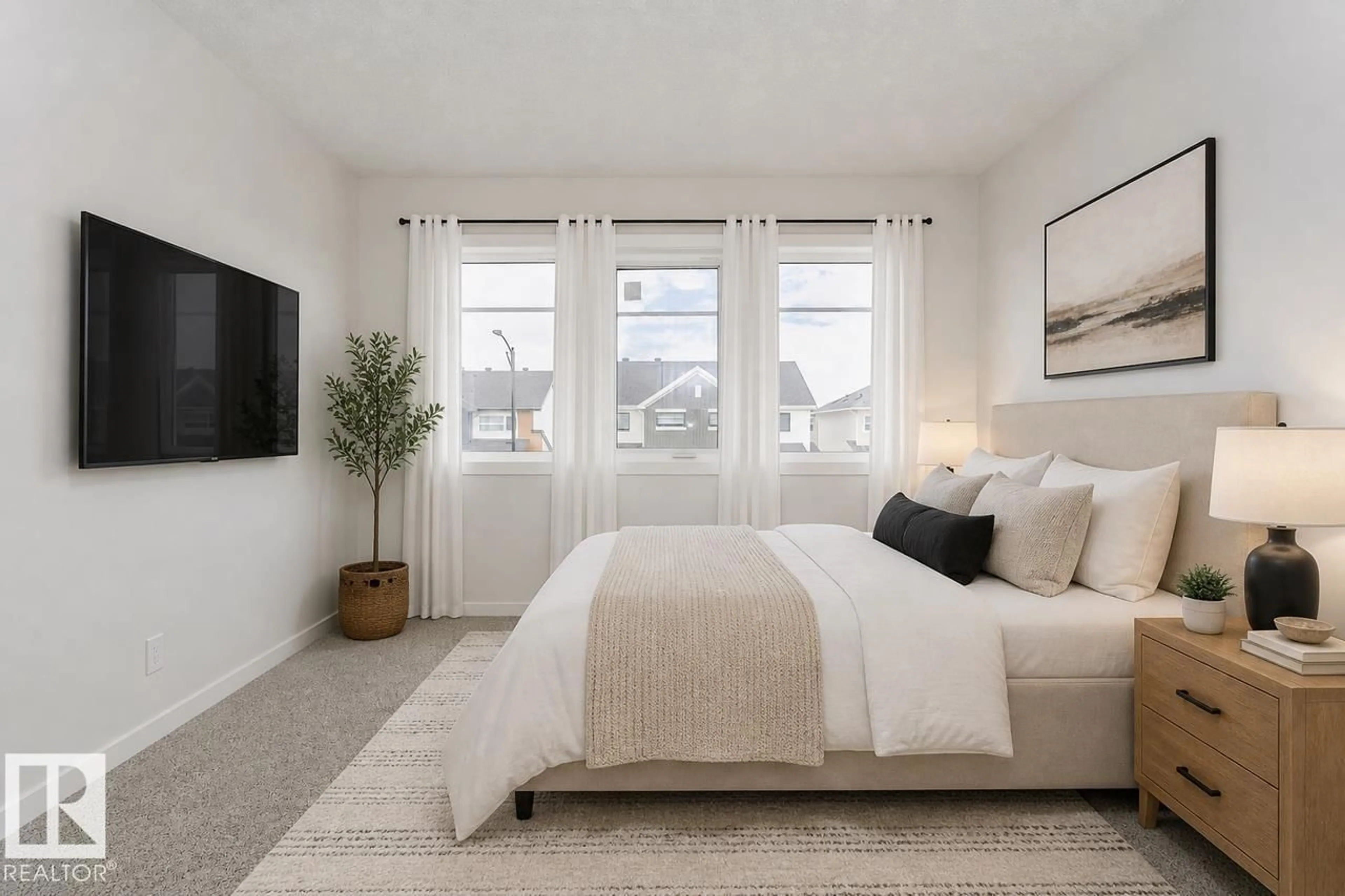 Bedroom with bed, carpet floor for 37 CLYDESDALE LN, Sherwood Park Alberta T8H3C7